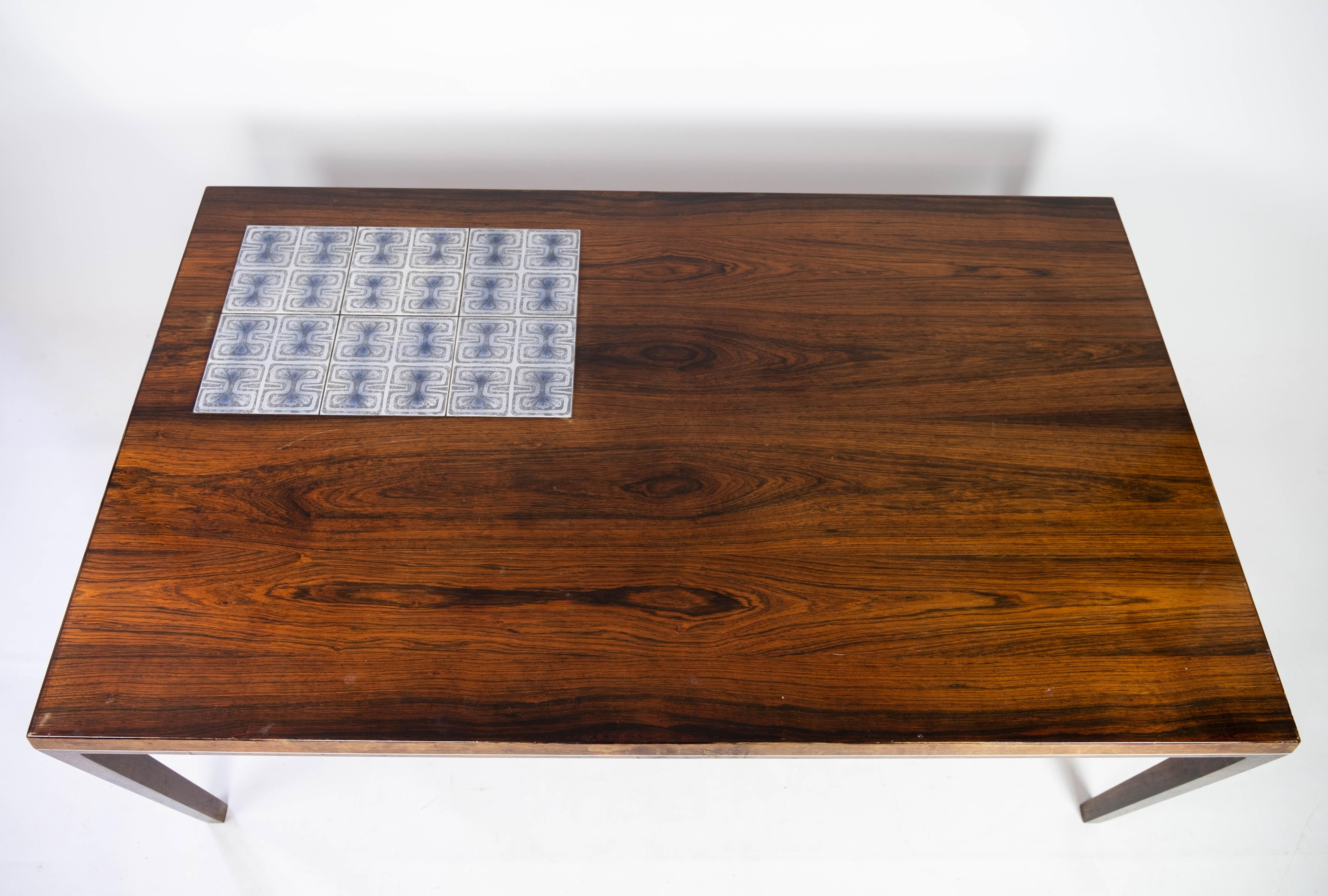 Mid-Century Modern Coffee Table Made In Rosewood With Tiles Designed By Johannes Andersen From 1960 For Sale