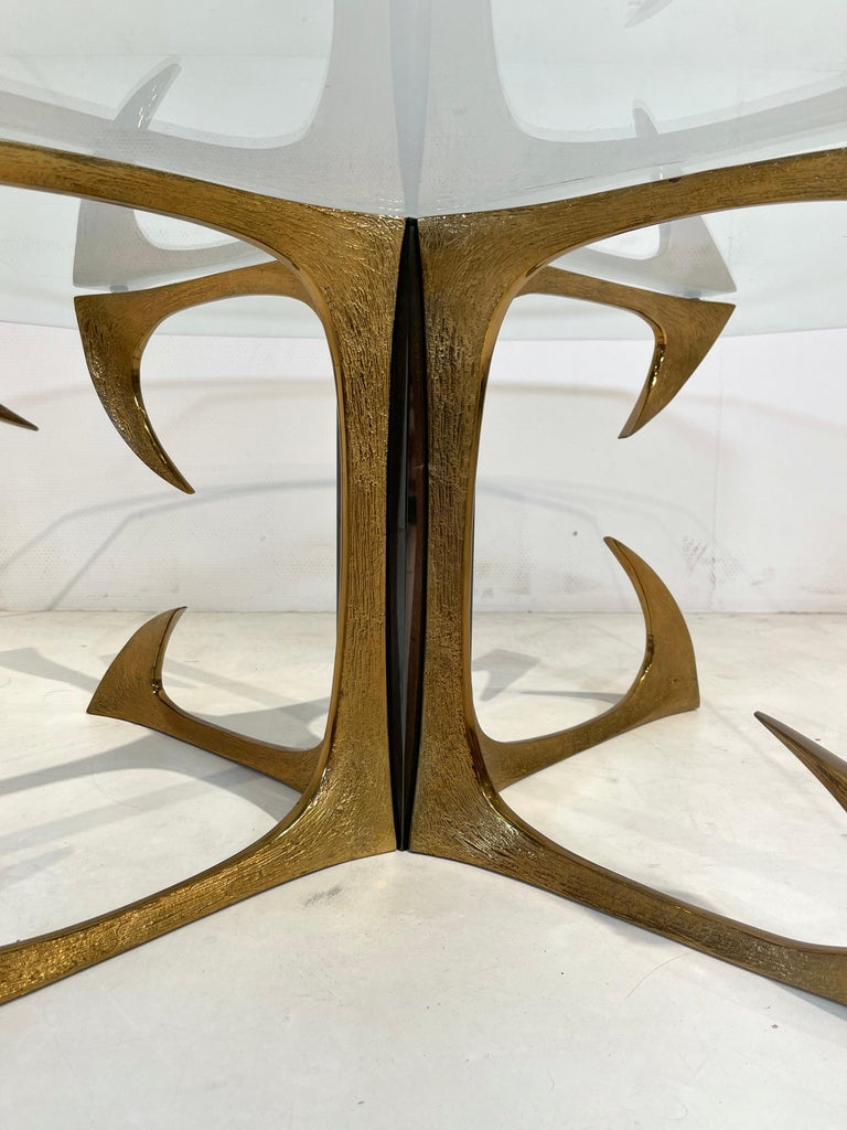 Coffee Table in Sculptural Bronze by Willy Daro For Sale 3