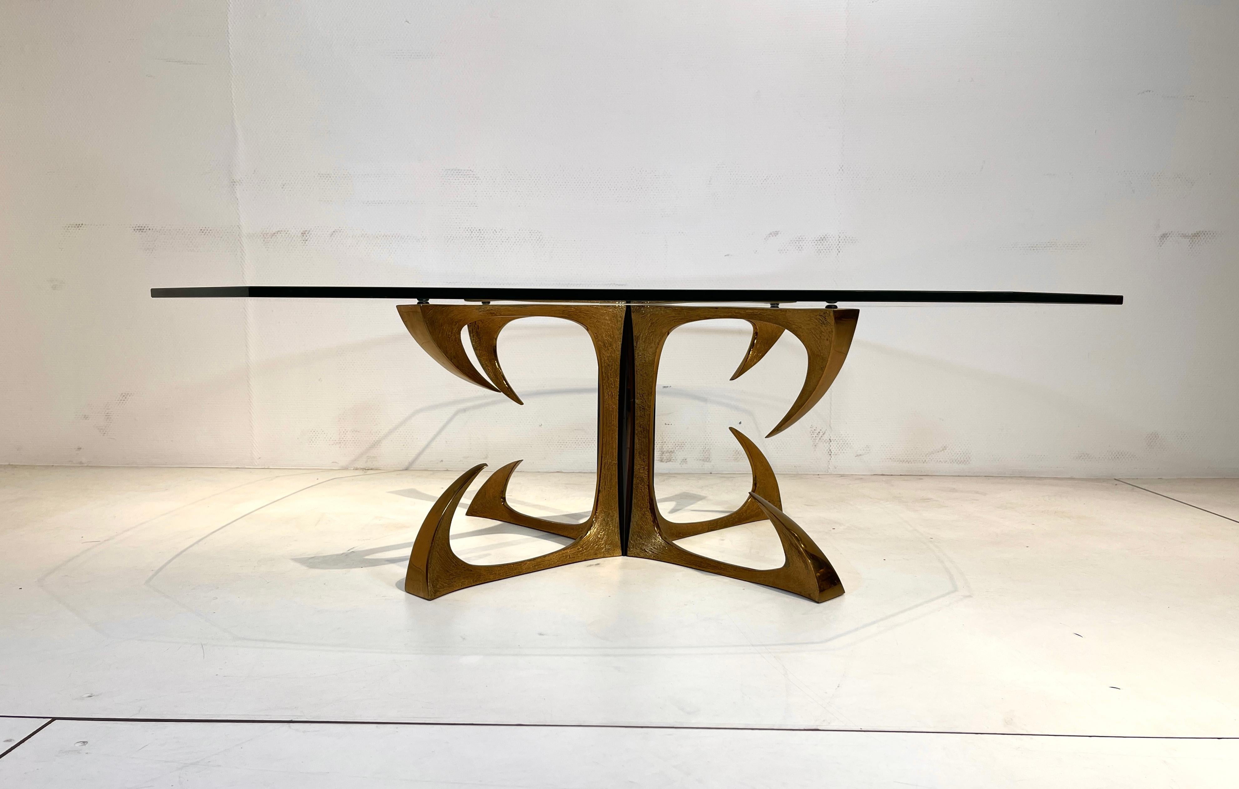 Mid-Century Modern Coffee Table in Sculptural Bronze by Willy Daro For Sale