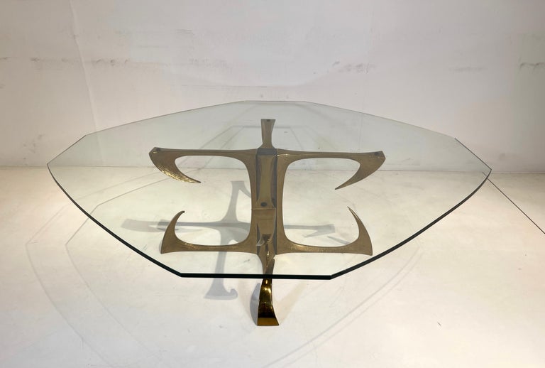 Belgian Coffee Table in Sculptural Bronze by Willy Daro For Sale