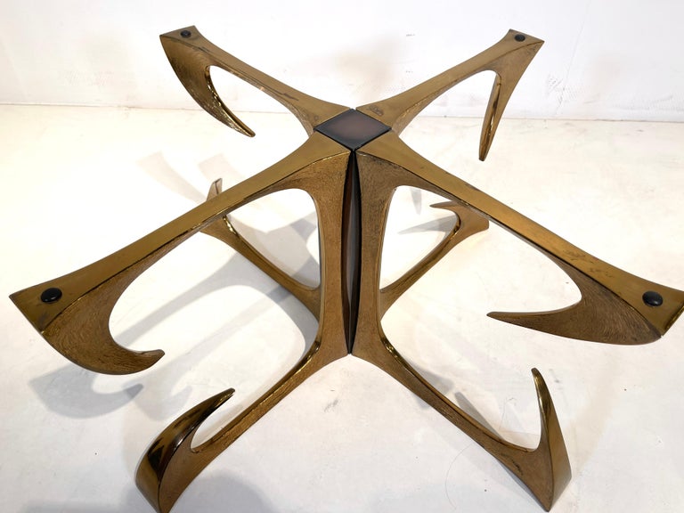 Brass Coffee Table in Sculptural Bronze by Willy Daro For Sale