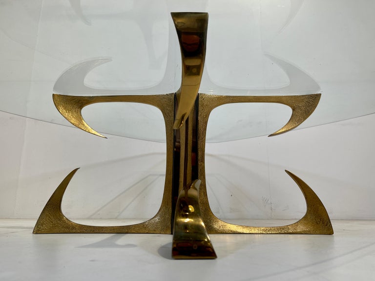 Coffee Table in Sculptural Bronze by Willy Daro For Sale 1