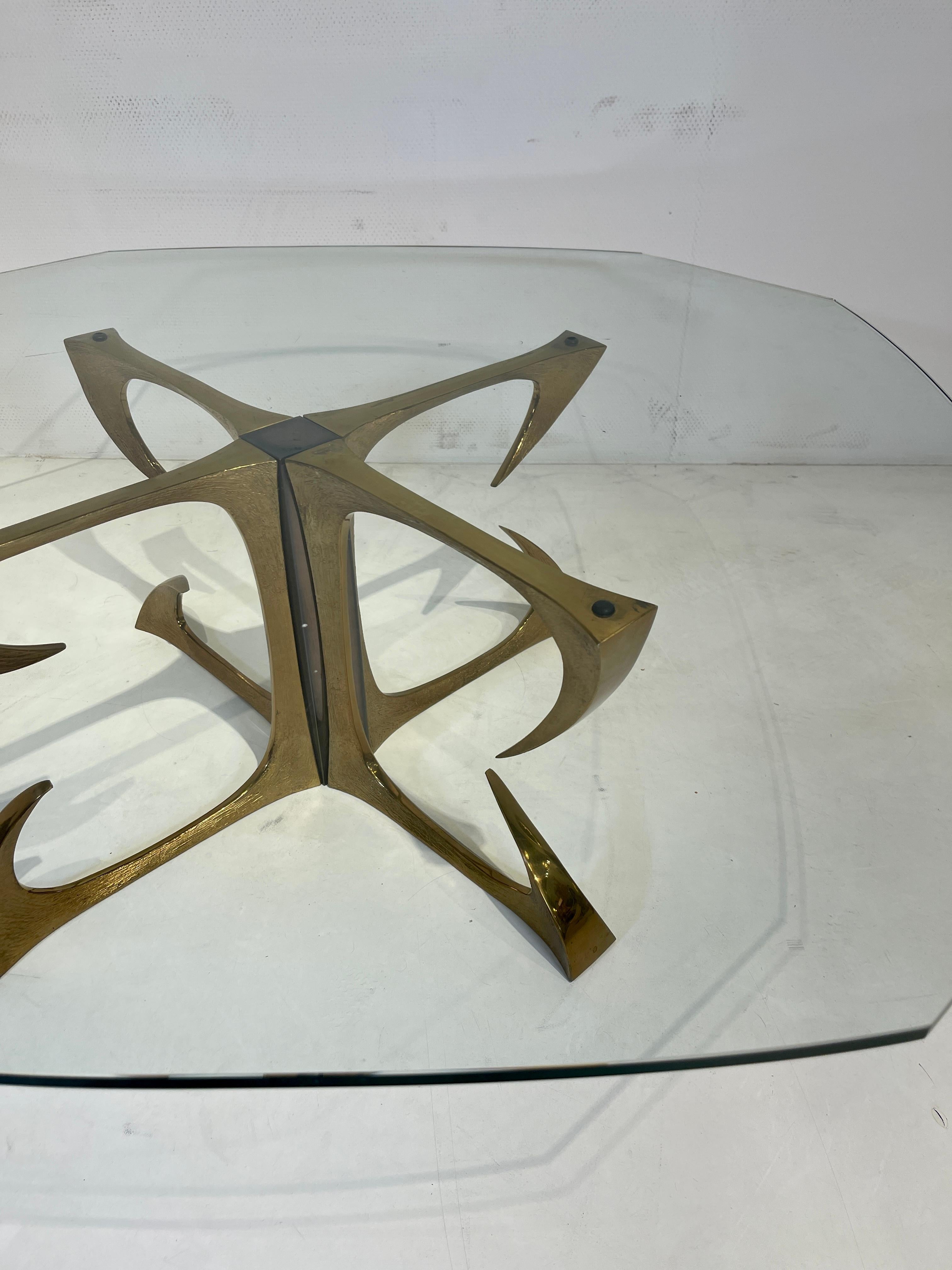 Coffee Table in Sculptural Bronze by Willy Daro For Sale 2