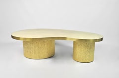 Coffee Table in Shagreen and Gold Fiber Marquetry by Ginger Brown