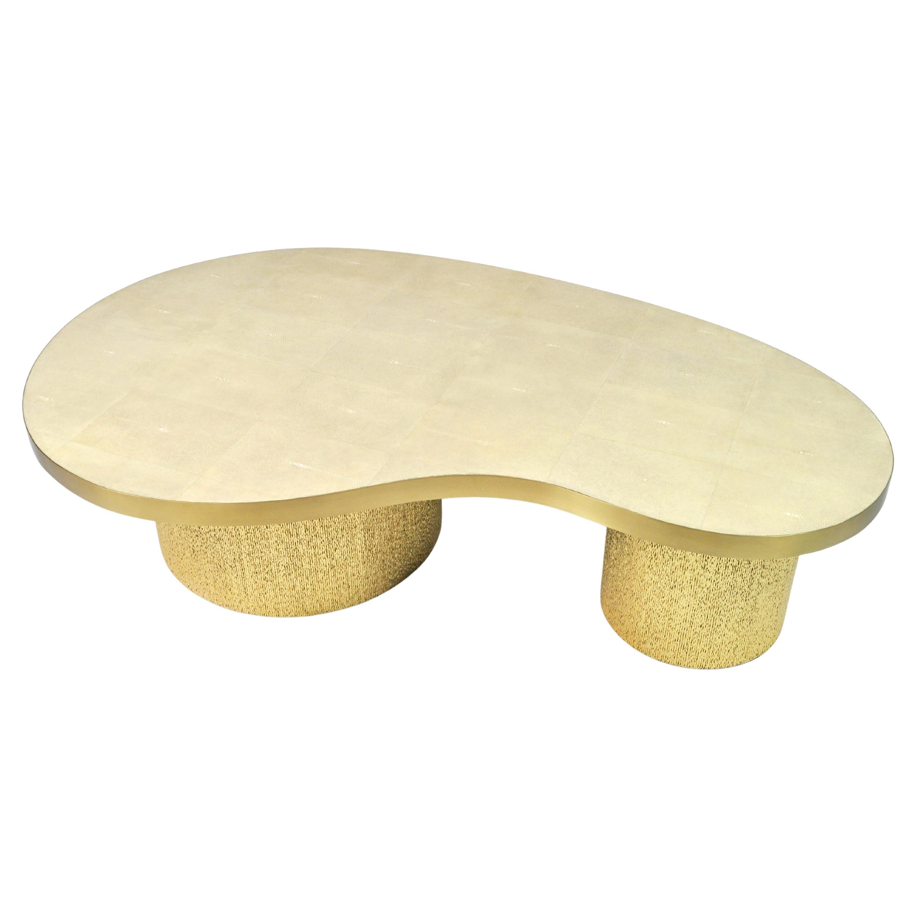Table basse en galuchat et marqueterie de fibres d'or par Ginger Brown