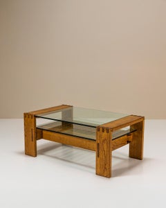 Coffee Table in Slavonian Oak by Giuseppe Rivadossi, Italy 1970s