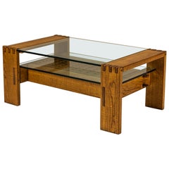 Mesa de centro en roble de Eslavonia de Giuseppe Rivadossi, Italia Años 70