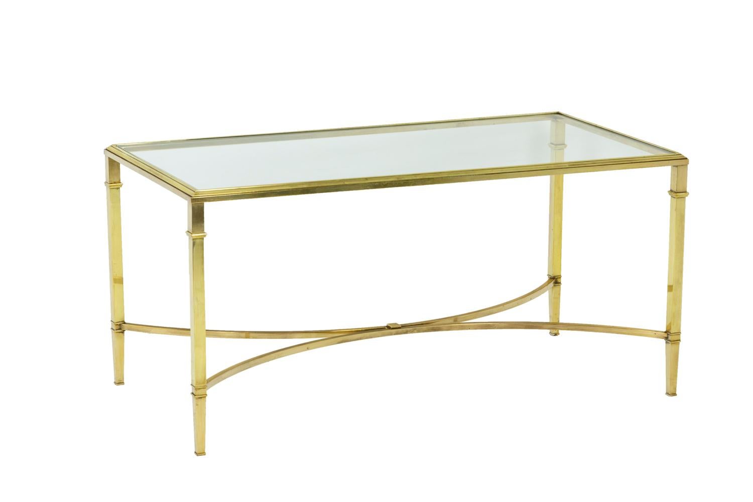 European Coffee Table in Solid and Gilt Bronze, 1970’s