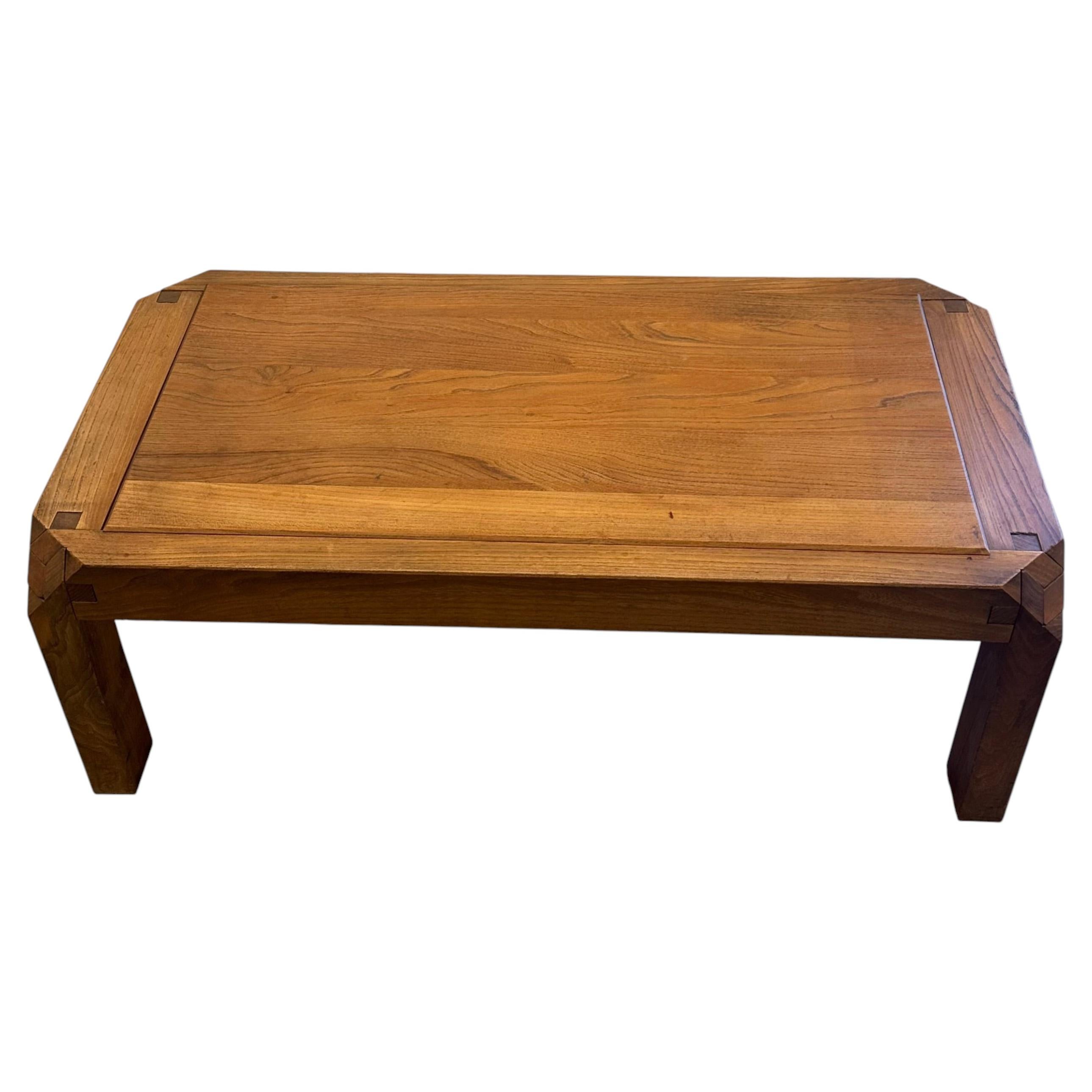 Coffee Table in Solid Elm by Pierre Chapo For Sale