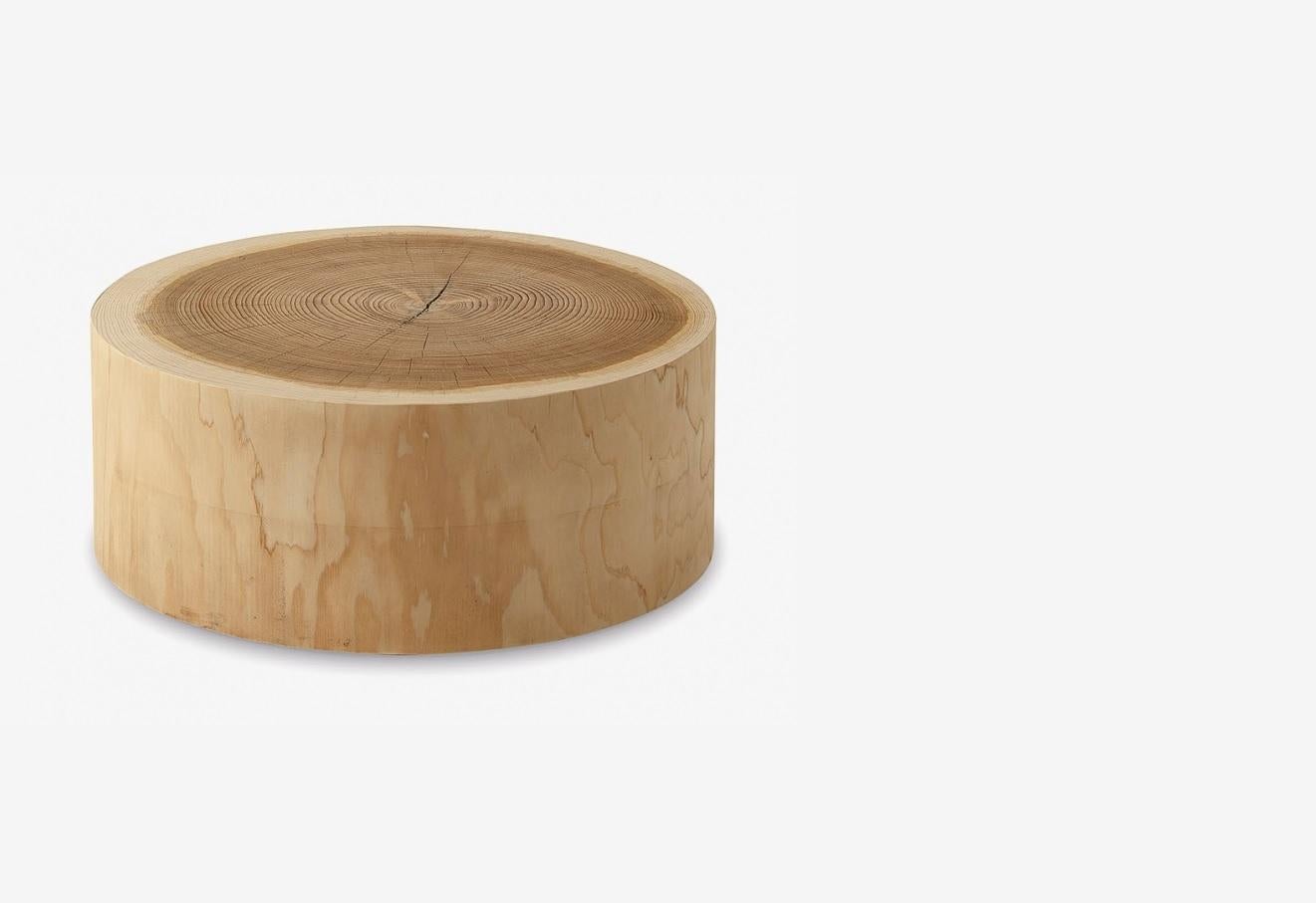 Modern Coffee Table In Solid Scented Cedar Wood Worked From Single Block Trunk Sections For Sale