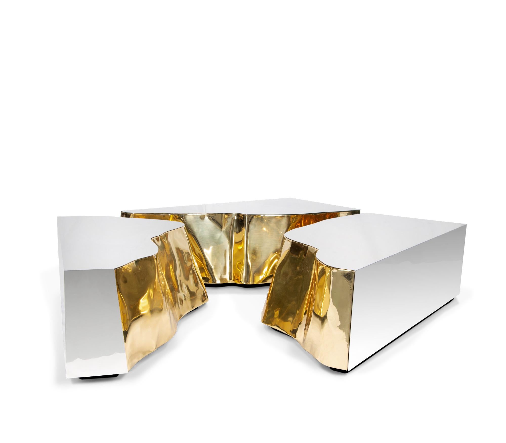 European Coffee Table in Steel and Brass 