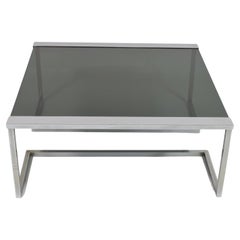 Vintage Coffee Table in Steel and Smoked Glass, Italy 1970