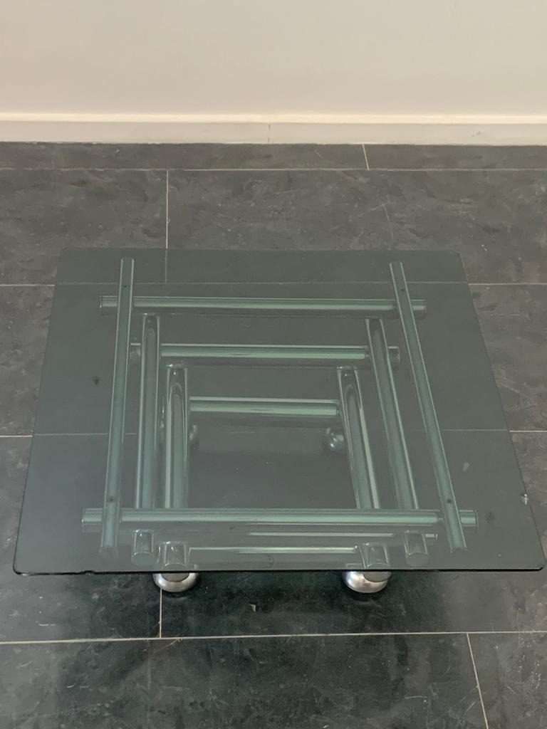 Coffee Table in Steel & Smoked Glass, 1970s For Sale 7