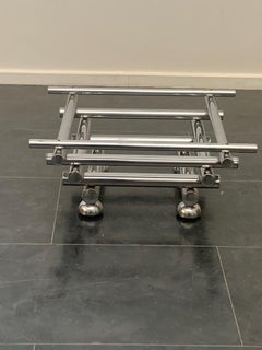 Tavolino da caffè in acciaio e vetro fumé, anni '70