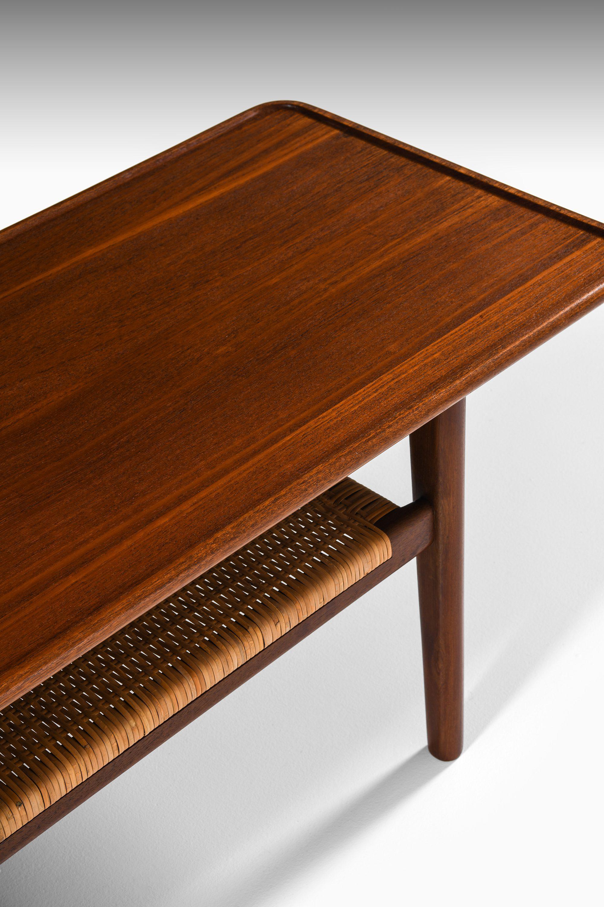 Danish Coffee Table in Teak, Oak and Woven Cane by Hans Wegner, 1950's For Sale