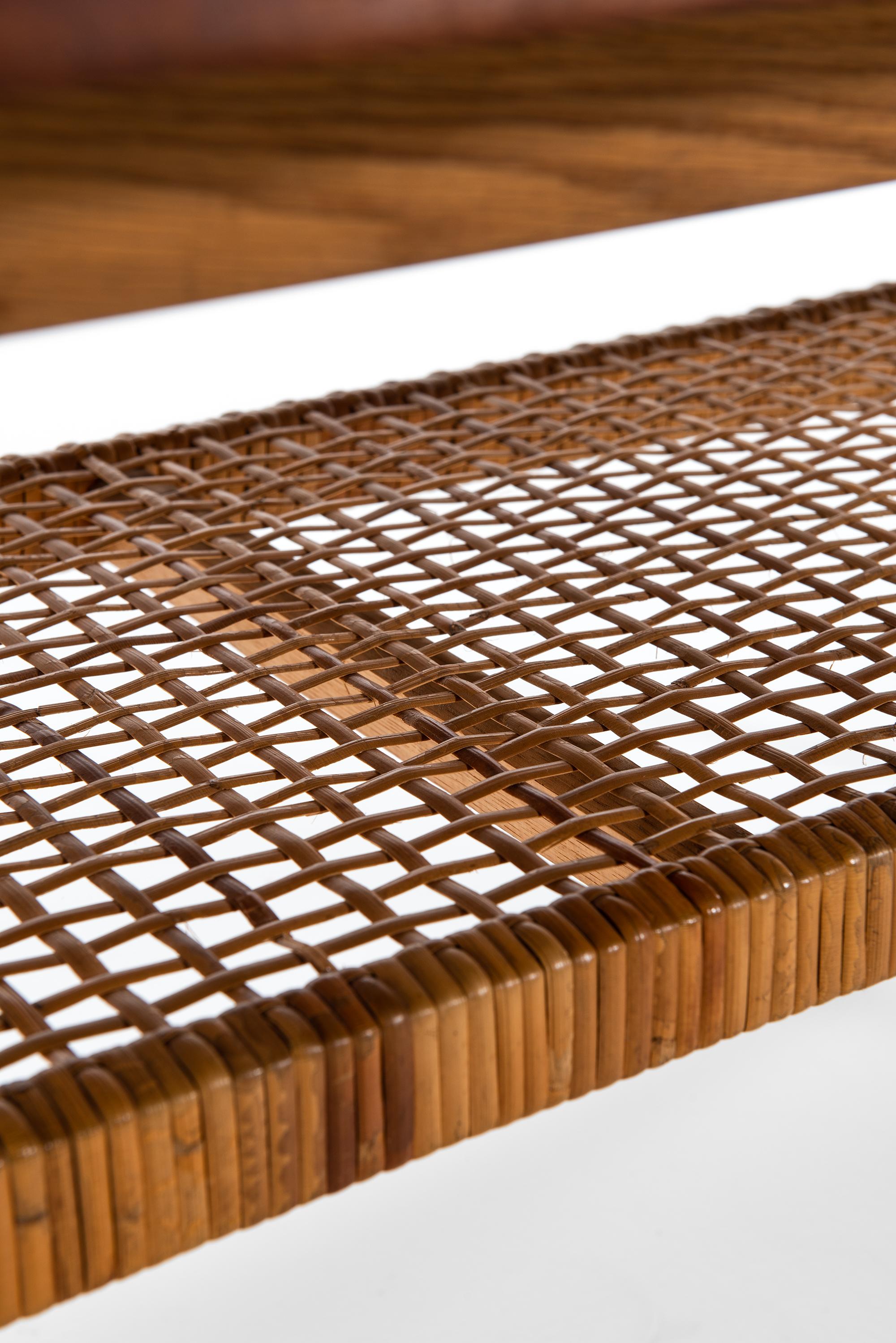 Danish Coffee Table in Teak, Oak and Woven Cane Produced in Denmark
