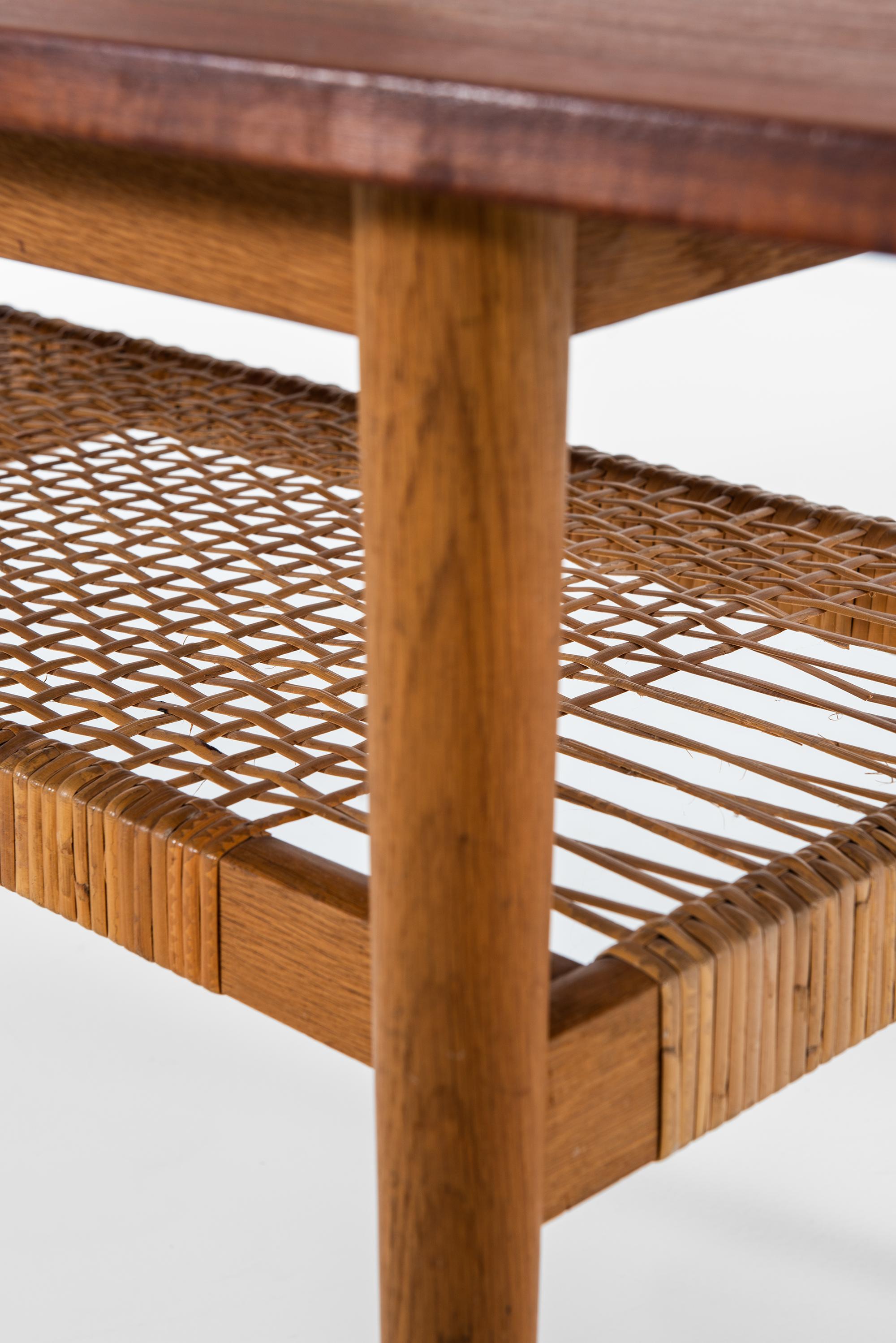 Coffee Table in Teak, Oak and Woven Cane Produced in Denmark In Good Condition In Limhamn, Skåne län