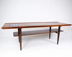 Coffee Table in Teak with Blue Tiles of Danish Design from the 1960s