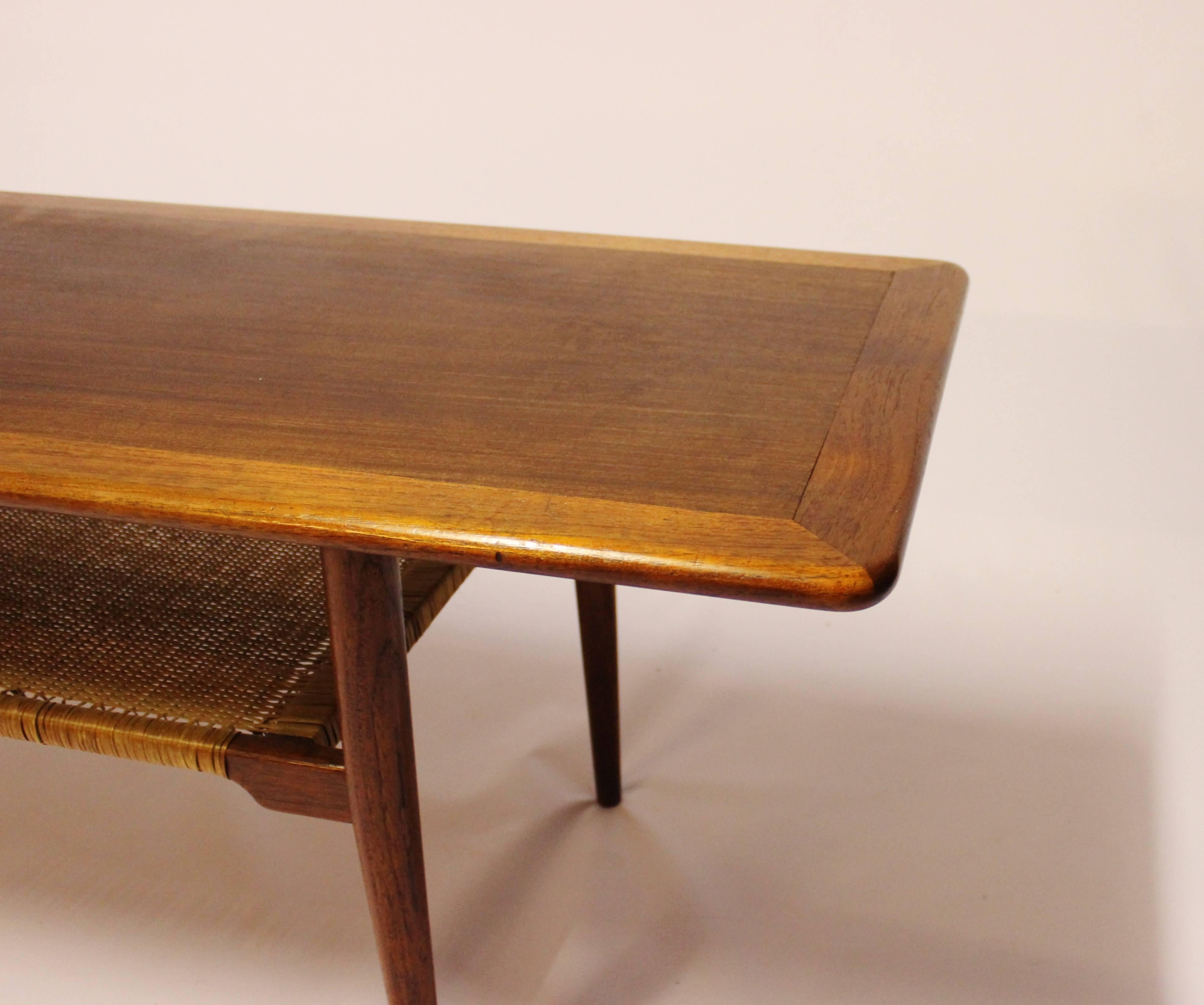 Coffee Table in Teak with Paper Cord Shelf of Danish Design, 1960s 2