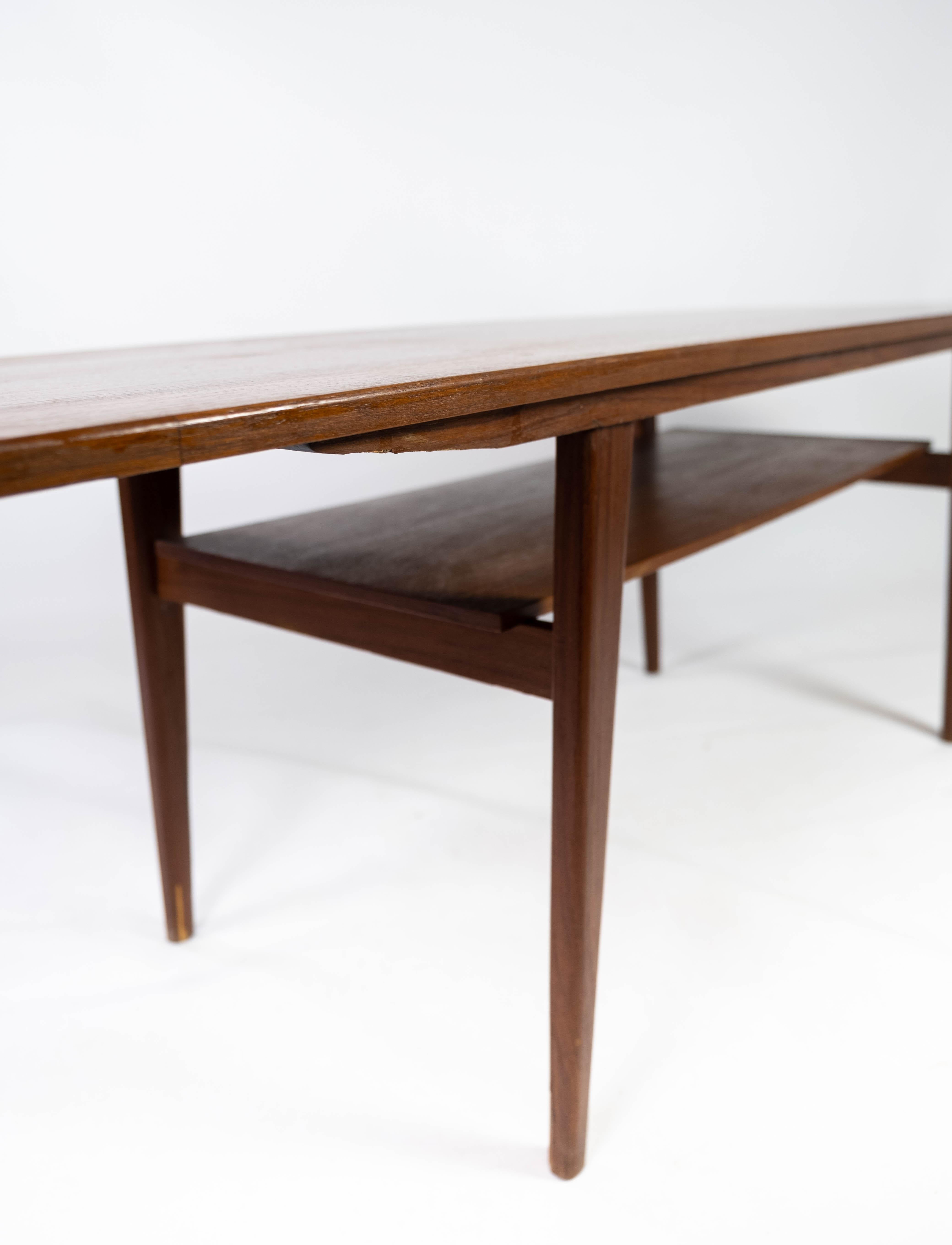 Coffee Table Made In Teak With Shelf, Danish Design From 1960s For Sale 3