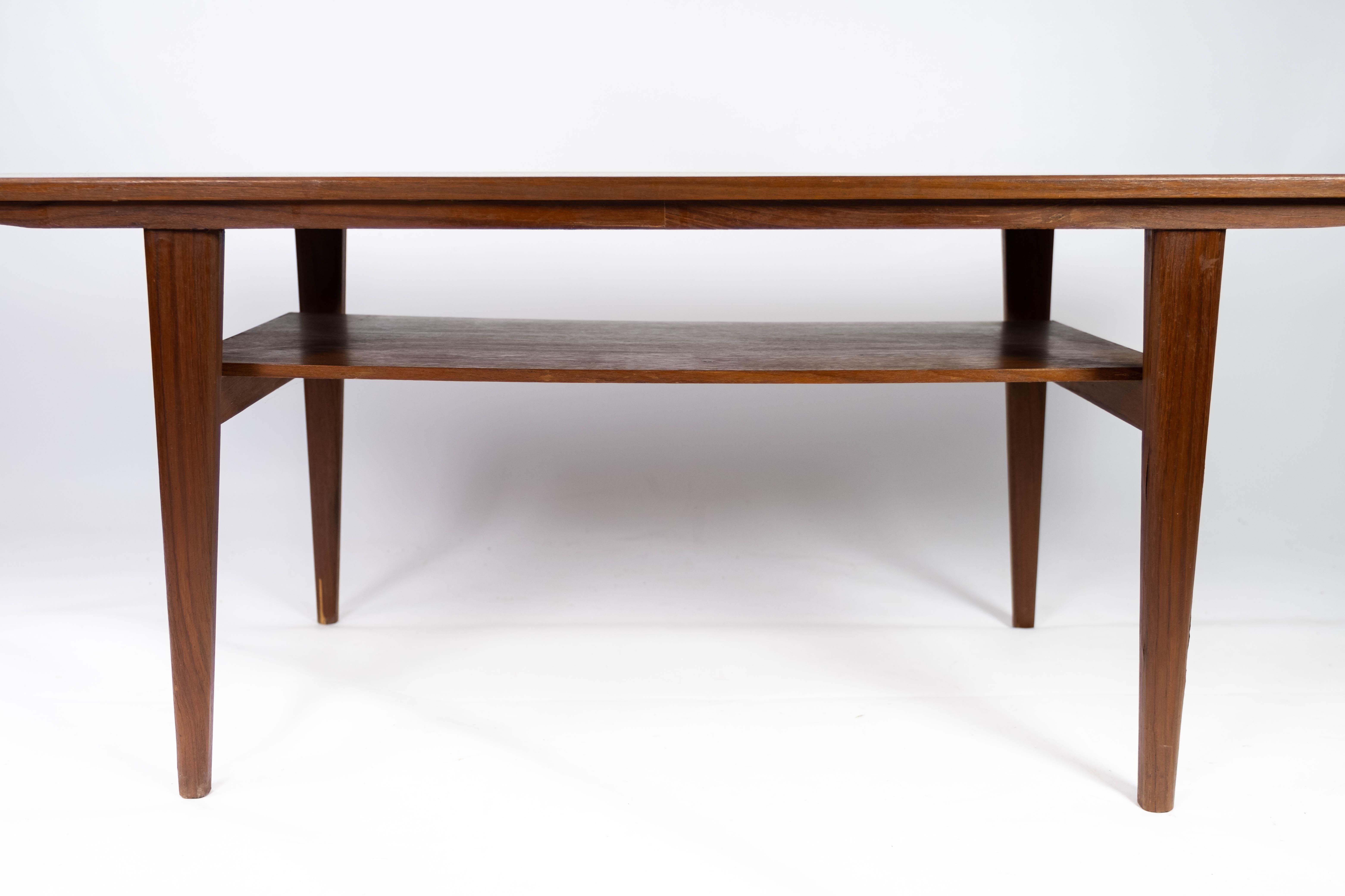 Coffee Table Made In Teak With Shelf, Danish Design From 1960s In Good Condition For Sale In Lejre, DK