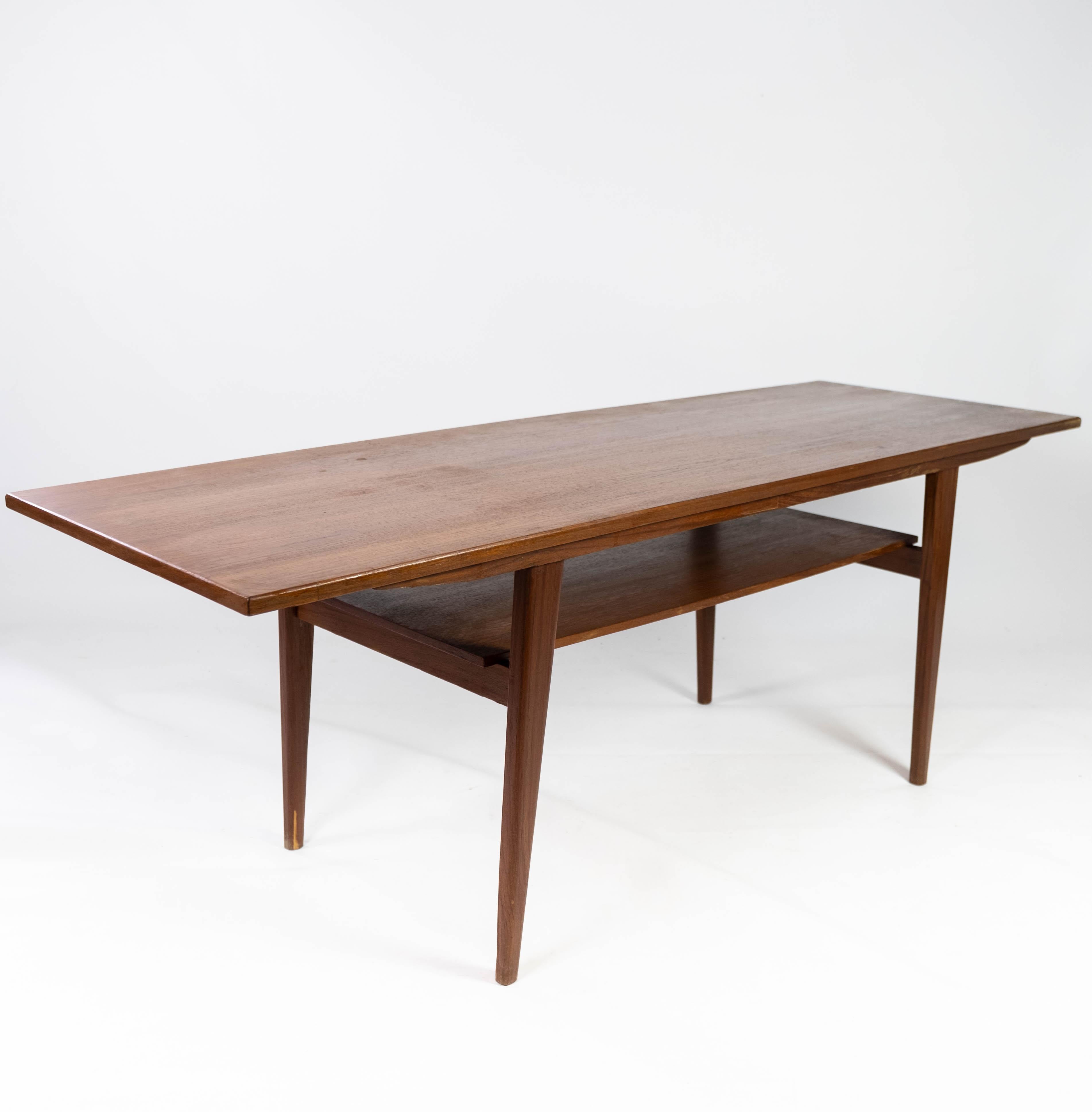 Coffee Table Made In Teak With Shelf, Danish Design From 1960s For Sale 1