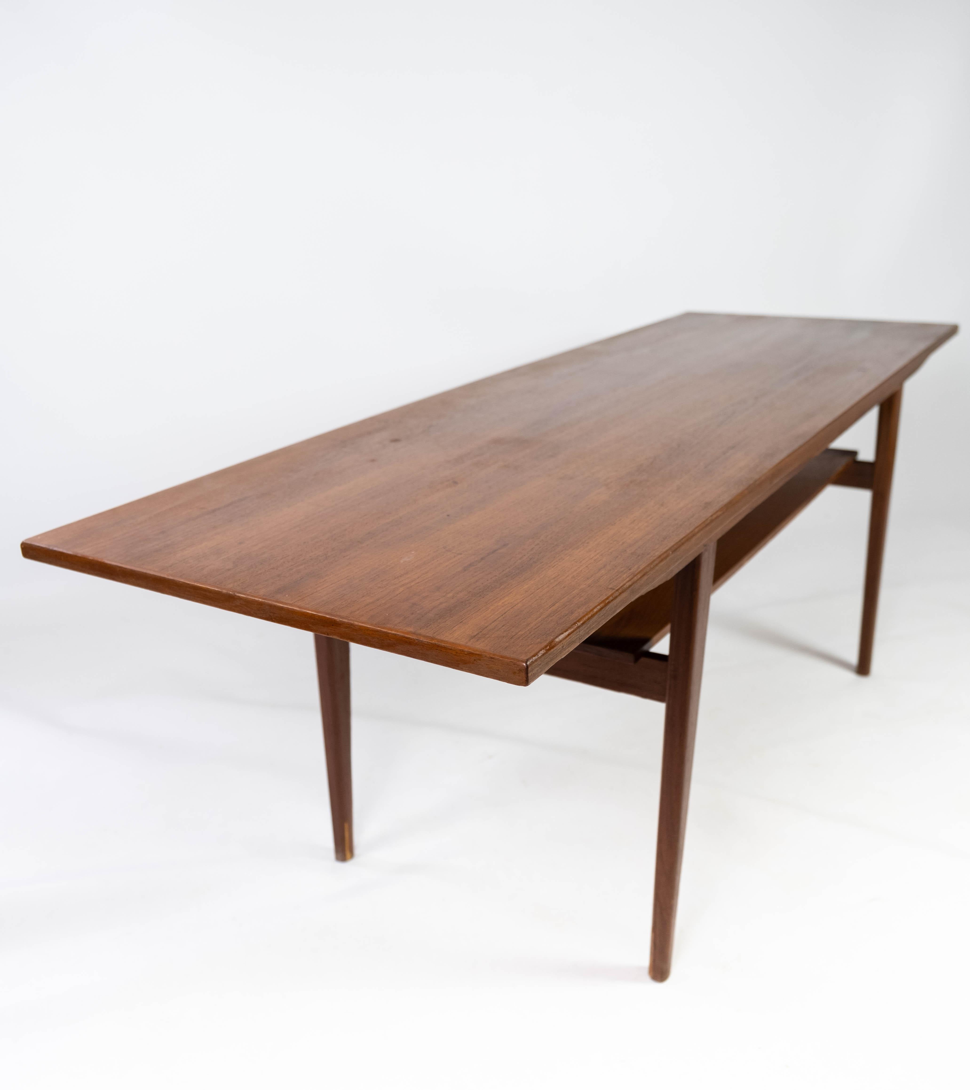 Coffee Table Made In Teak With Shelf, Danish Design From 1960s For Sale 2