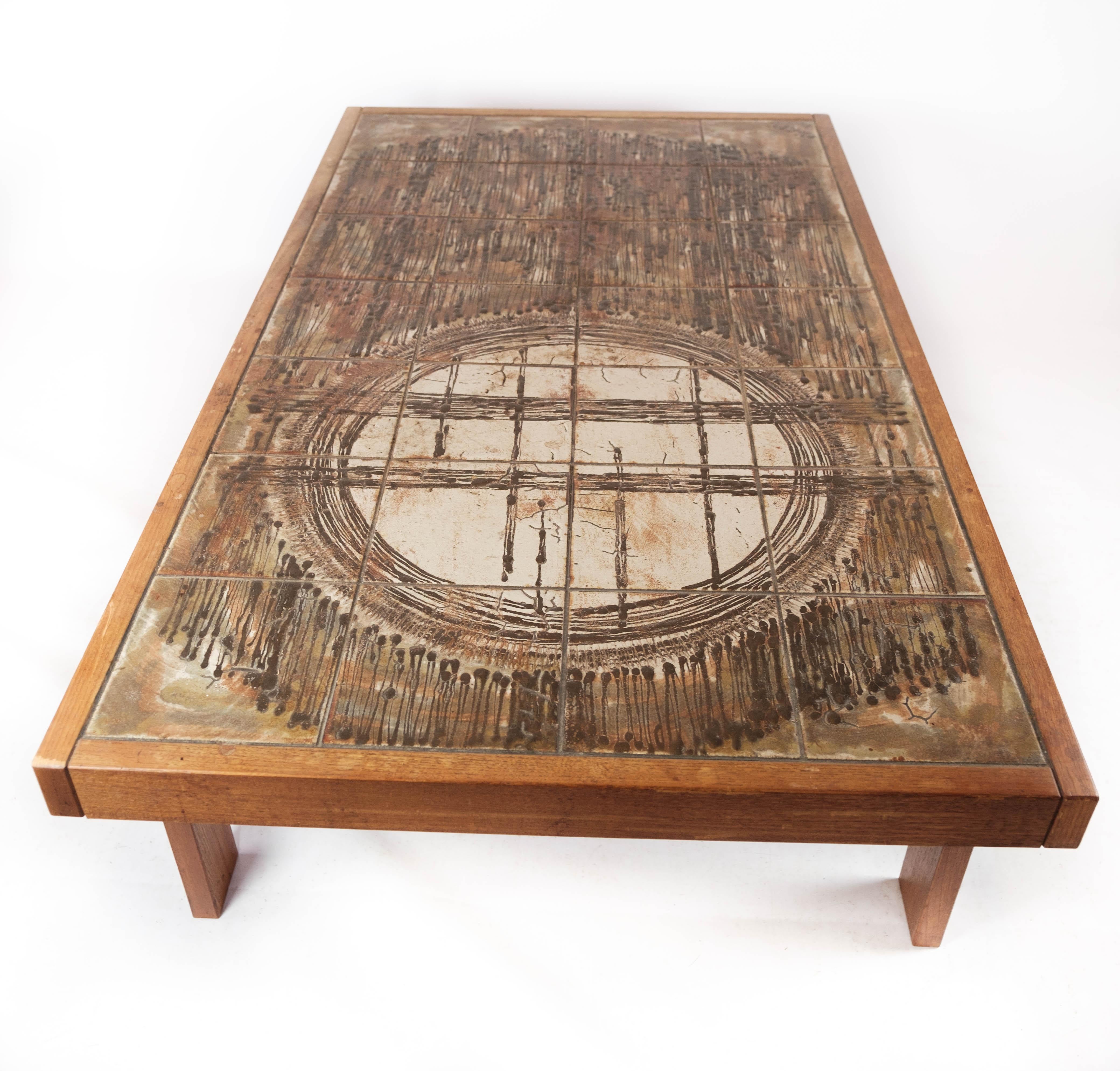 Coffee Table Made In Teak With Tiles From 1960s For Sale 4