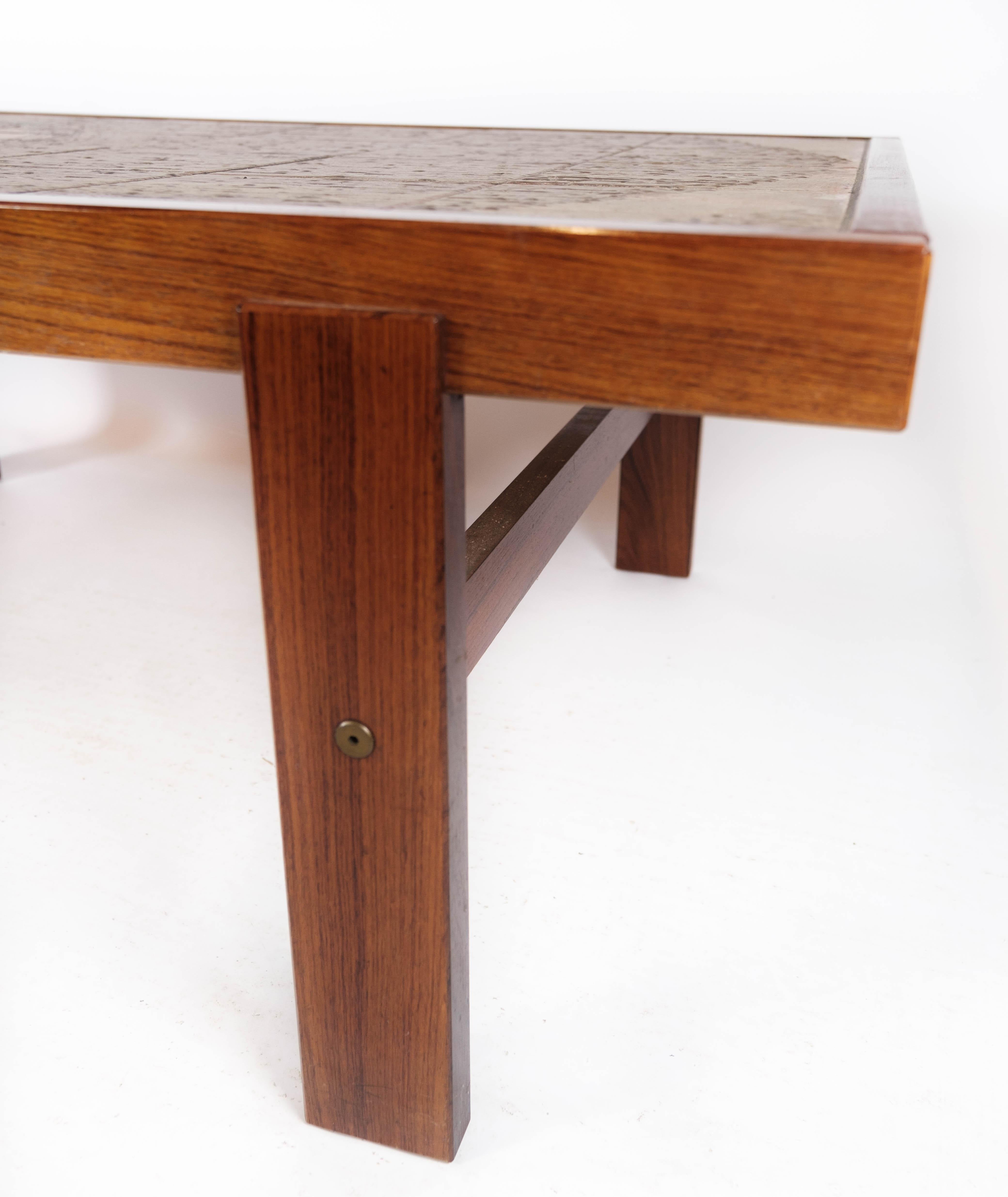 Mid-Century Modern Coffee Table Made In Teak With Tiles From 1960s For Sale