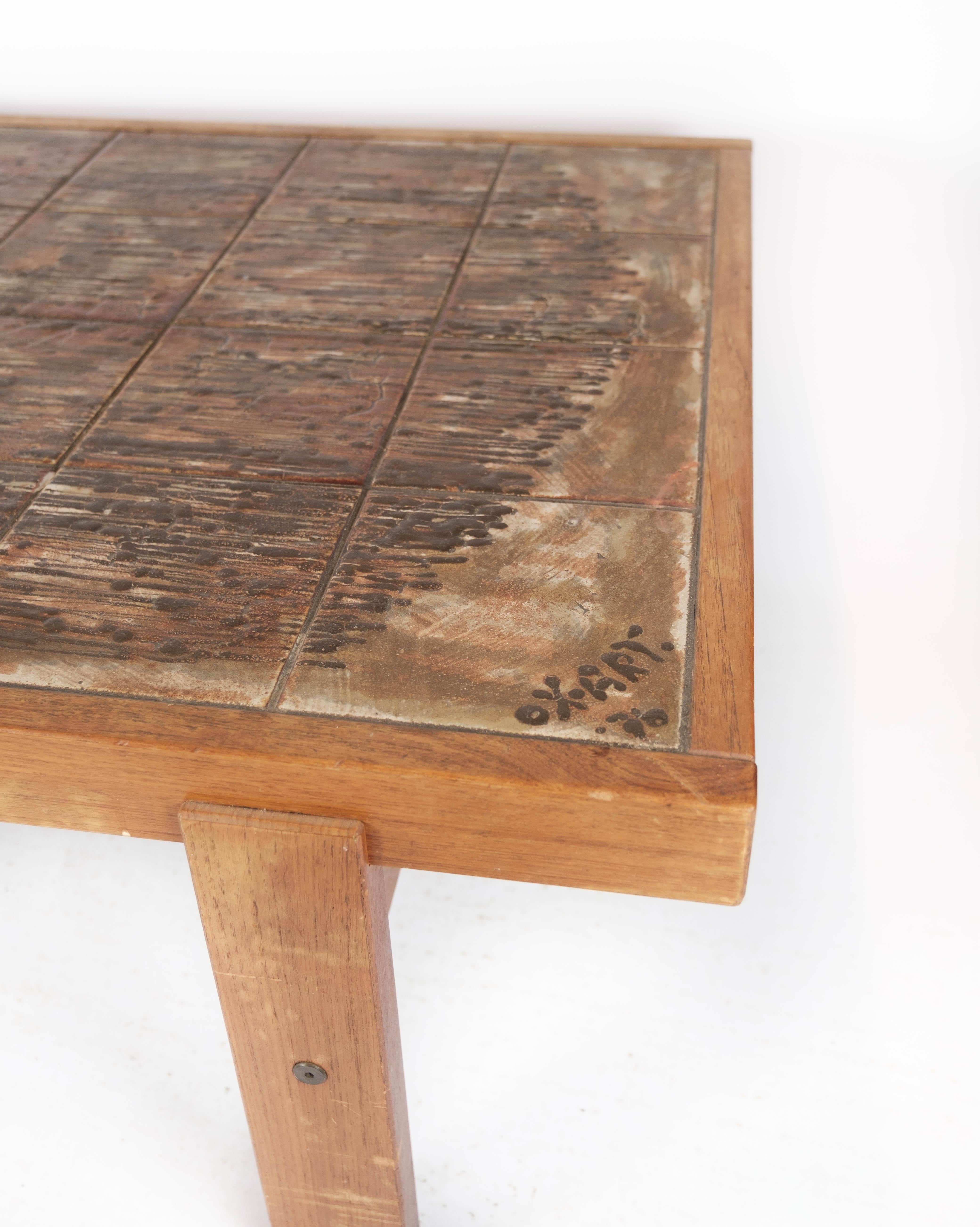 Danish Coffee Table Made In Teak With Tiles From 1960s For Sale
