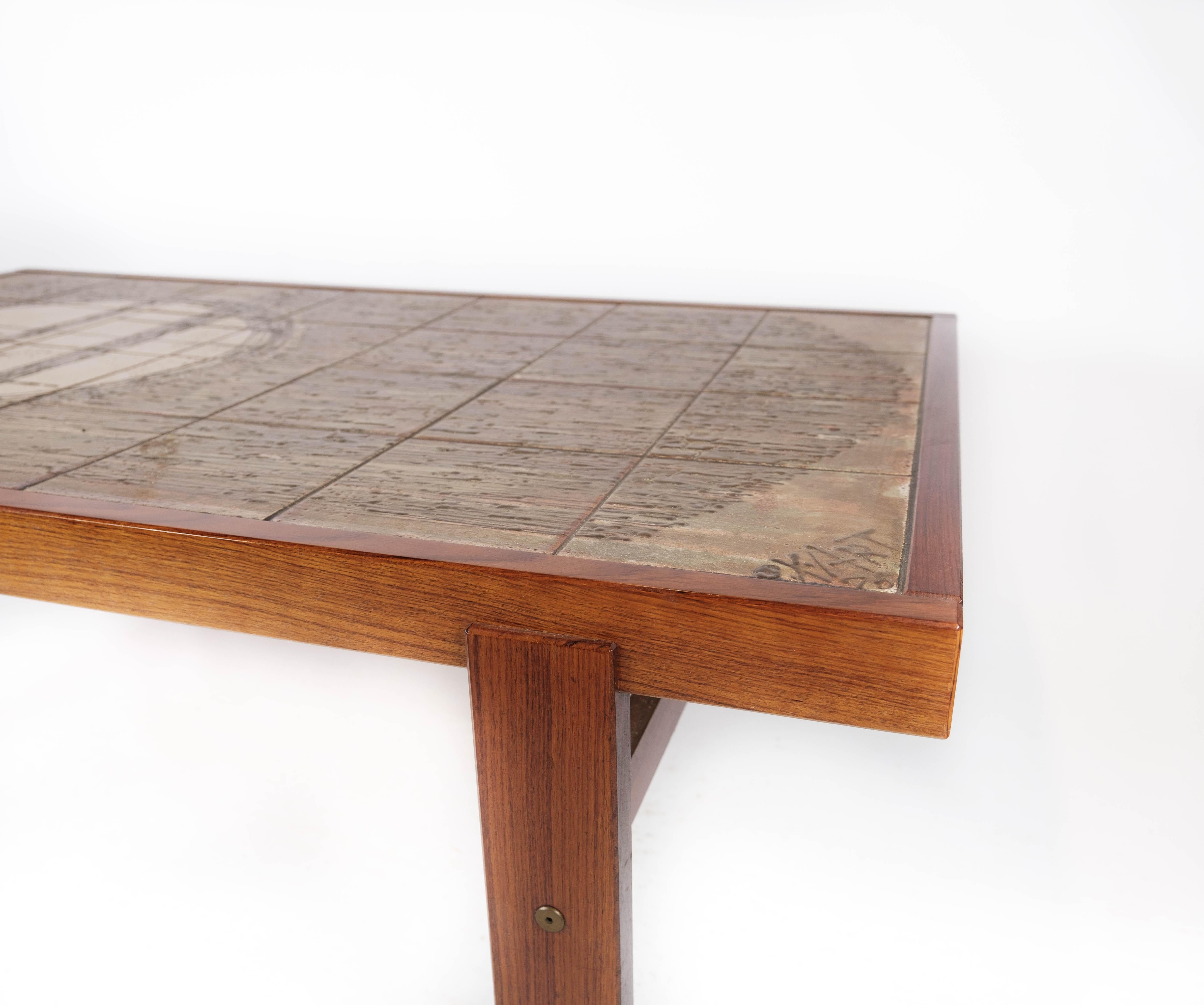 Danish Coffee Table Made In Teak With Tiles From 1960s For Sale