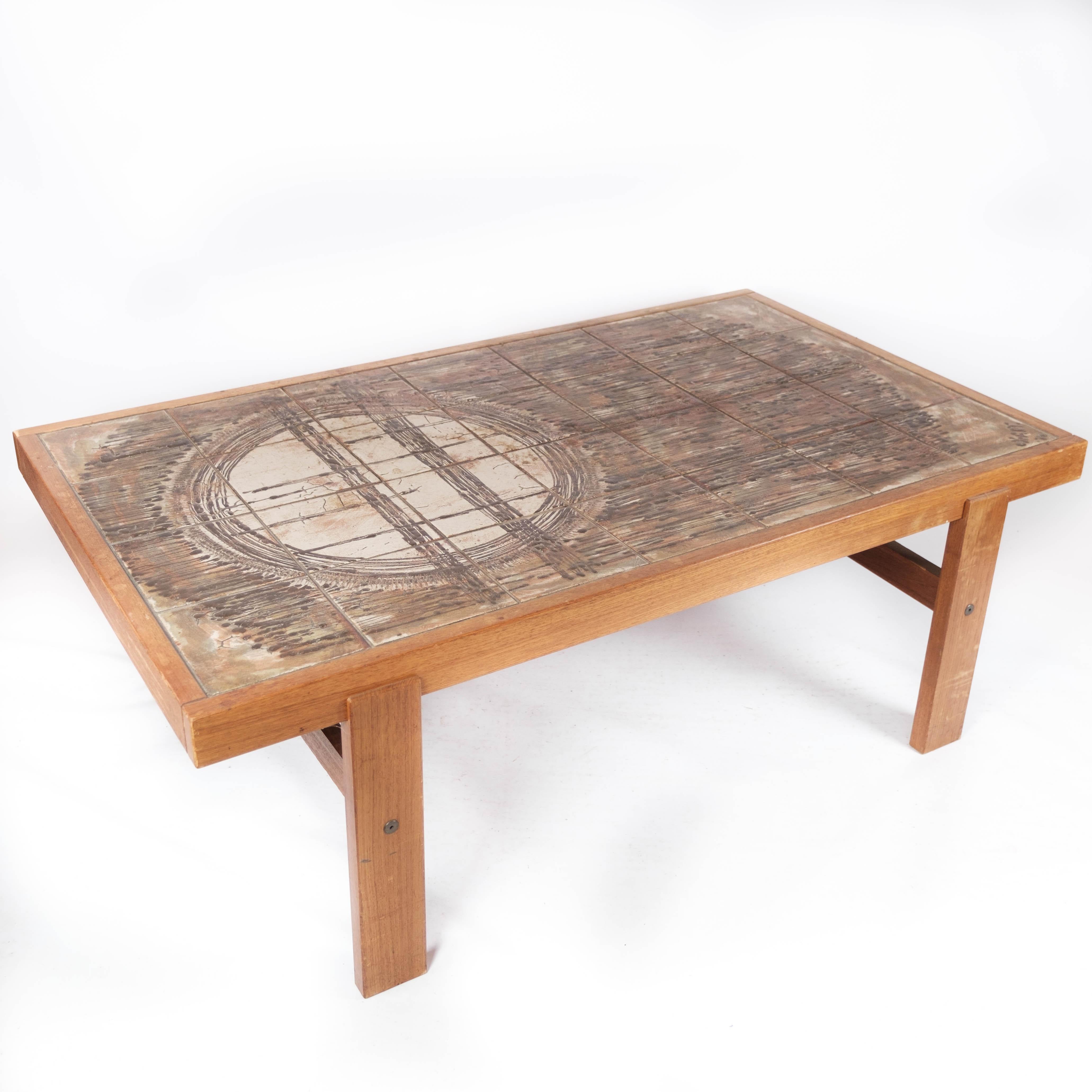 Coffee Table Made In Teak With Tiles From 1960s For Sale 2