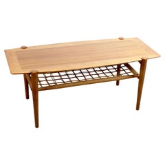 Coffee table in teak wood and braided rope lattice - atr. Louis Van Teeffelen -