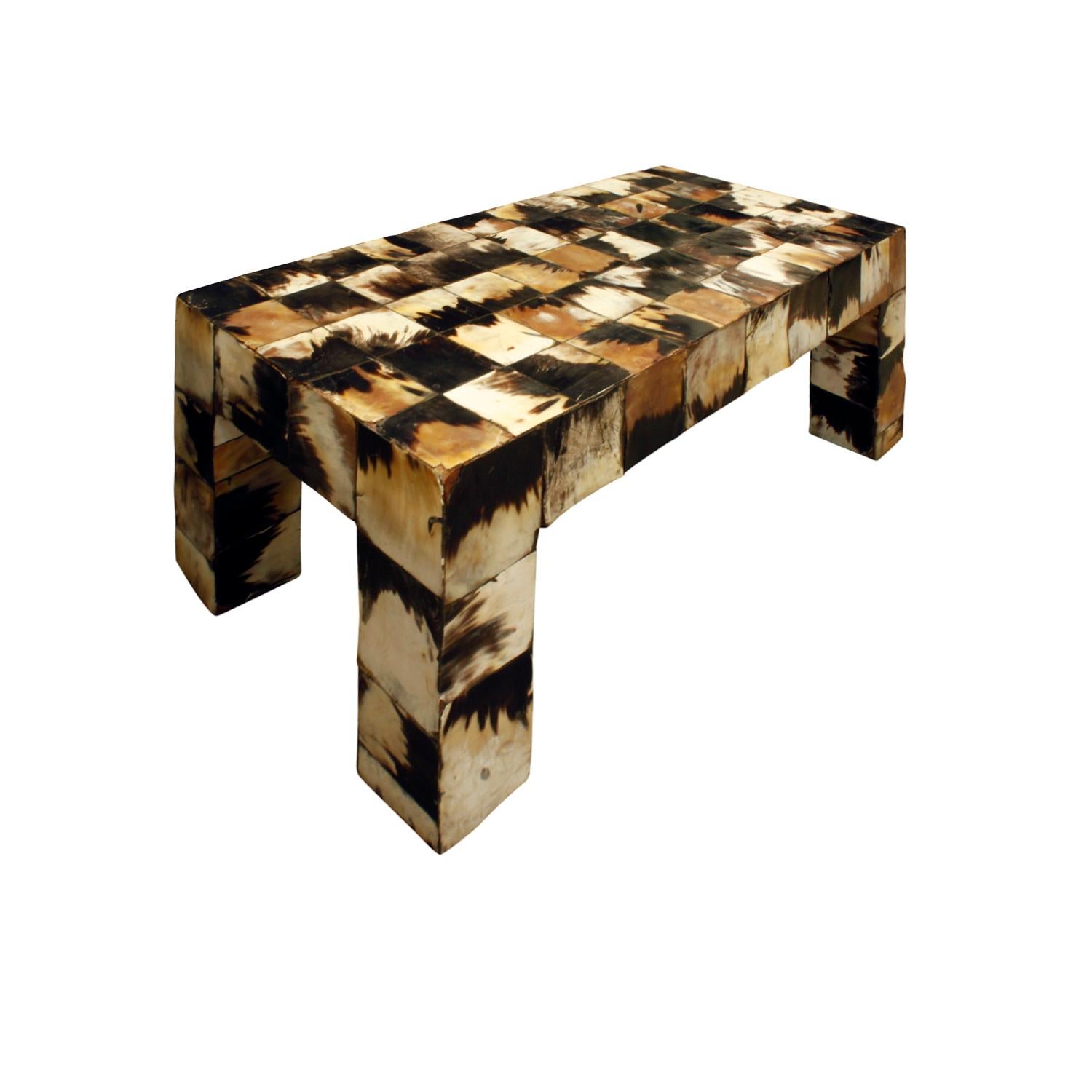 Mid-Century Modern Coffee Table in Tessellated Horn, 1970s For Sale