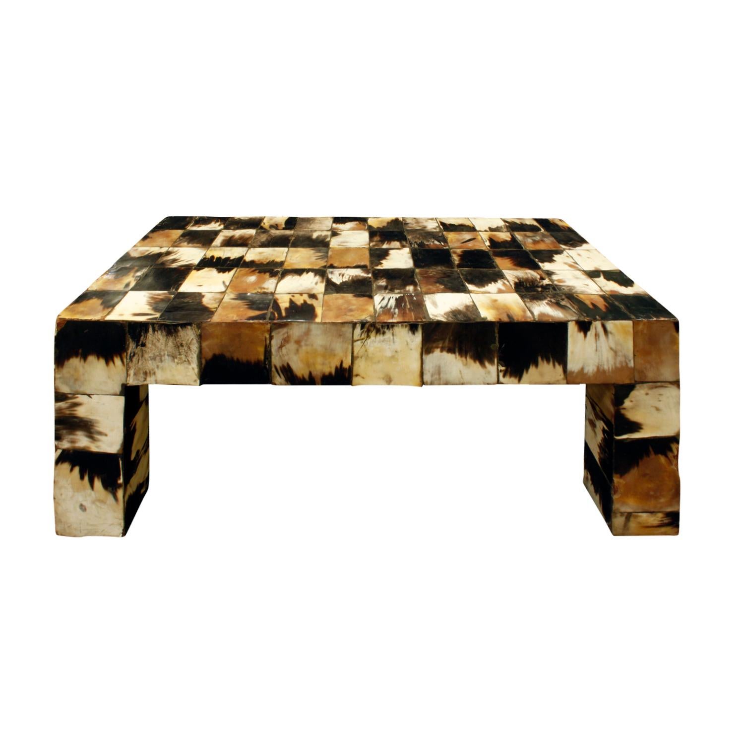 Coffee Table in Tessellated Horn, 1970s For Sale