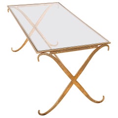 Coffee Table in the Manner of Maison Ramsay, in Hammered Guilt Metal France 1950