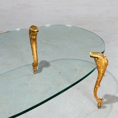 Coffee Table in the Manner of P.E. Guerin with Cast Bronze Base and Shaped Glass