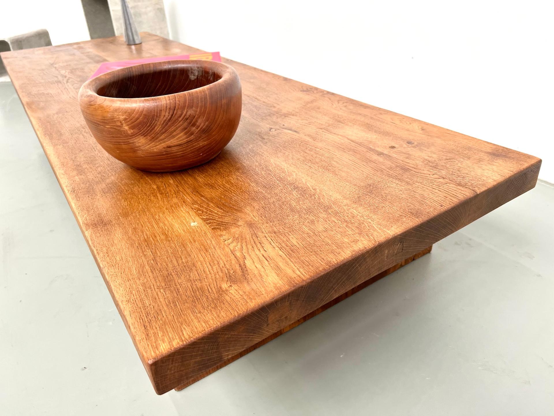Oak Coffee table, in the manner of Pierre Chapo, crafted in the 1950s. For Sale