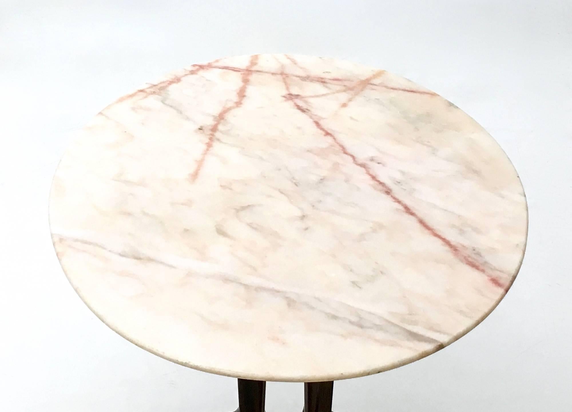 Mid-Century Modern Vintage Coffee Table by Guglielmo Ulrich with an Oval Marble Top, Italy For Sale