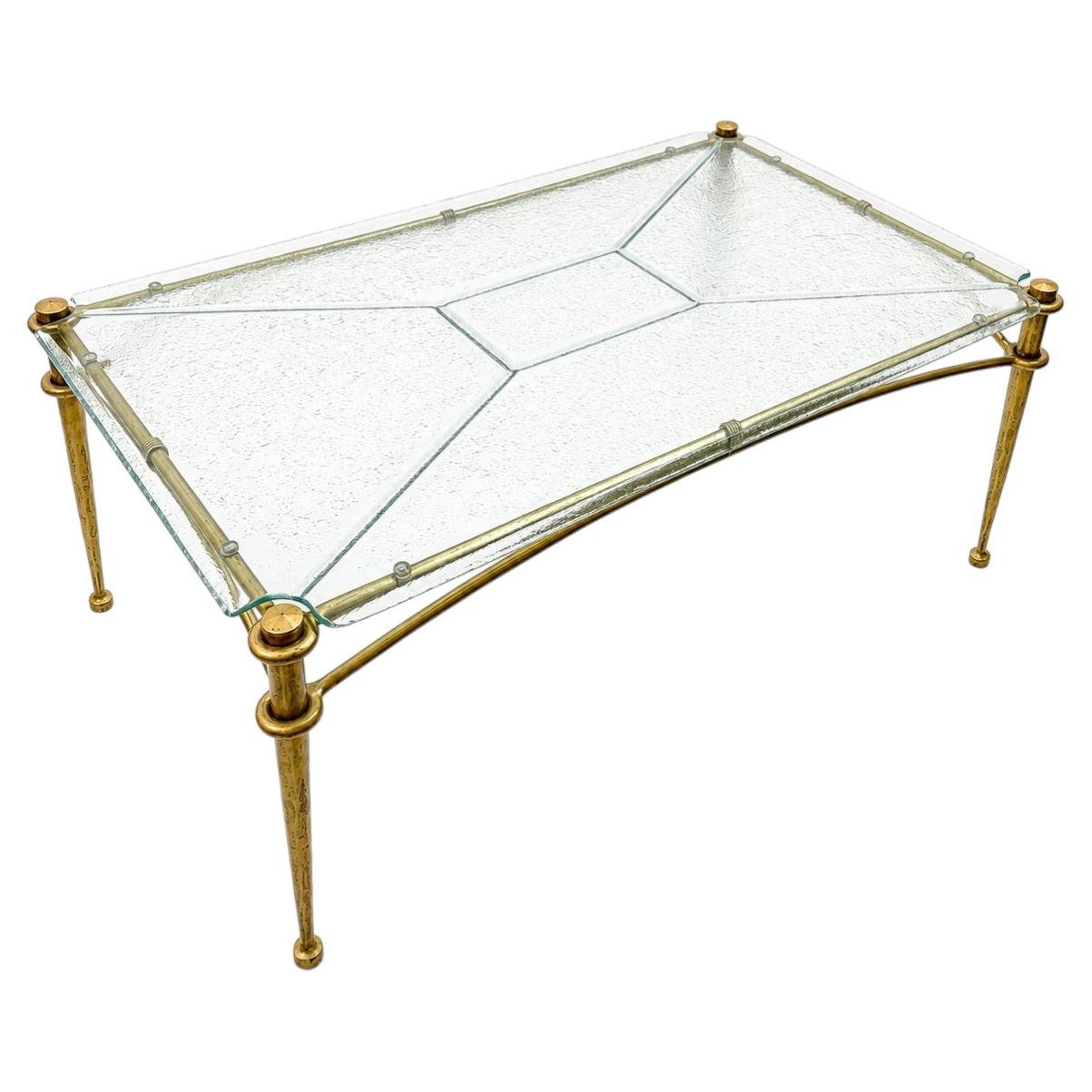 Coffee Table in the style of Lothar Klute, Gilt Metal and Glass, Germany