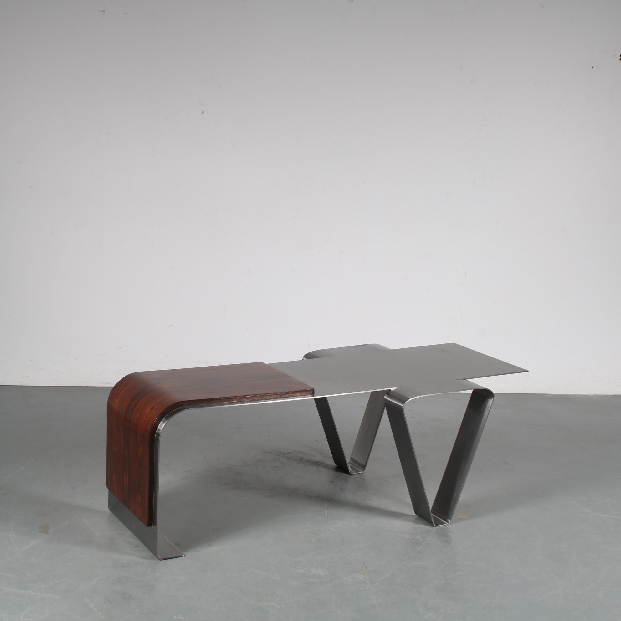 French Coffee Table in the Style of Michel Boyer, France, 1970