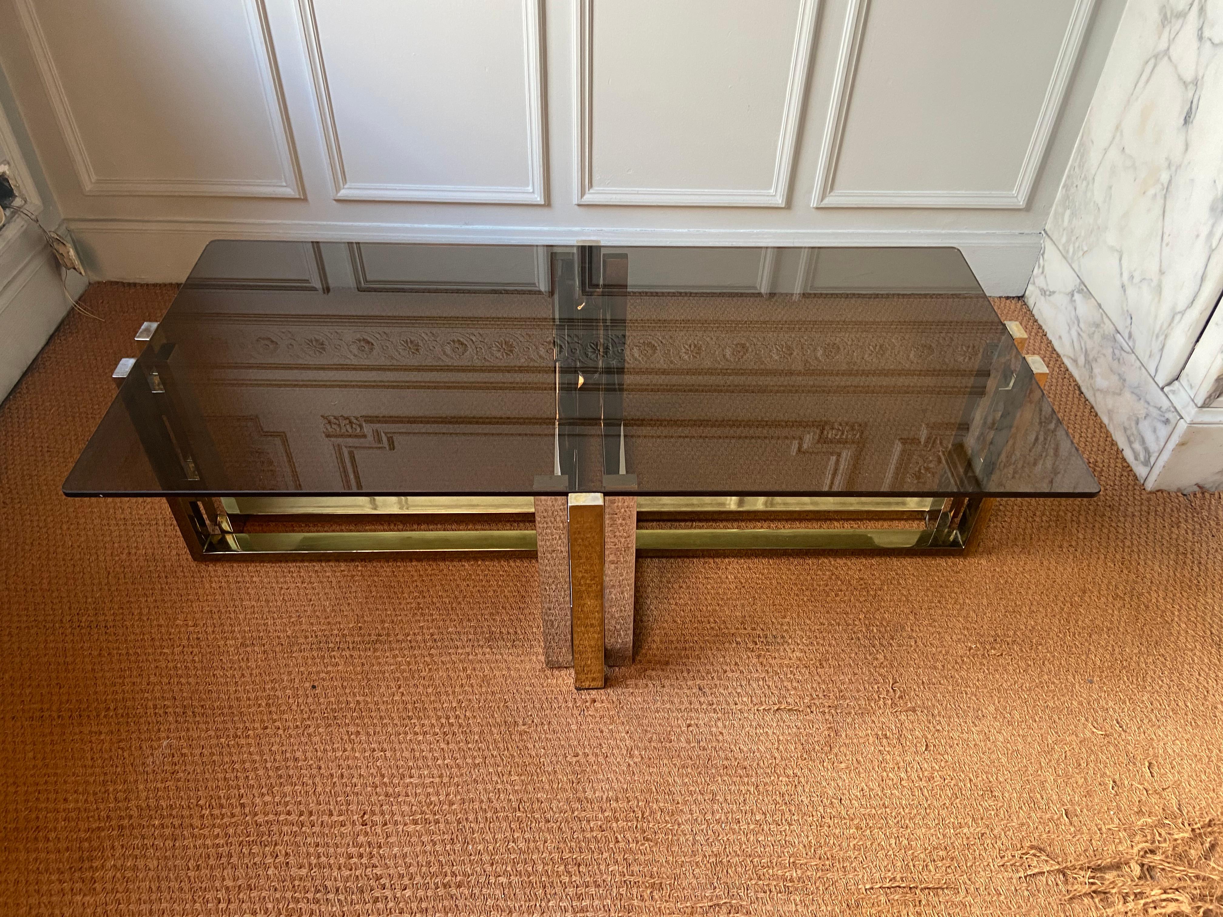 Brass  Coffee table in the style of Willy Rizzo For Sale