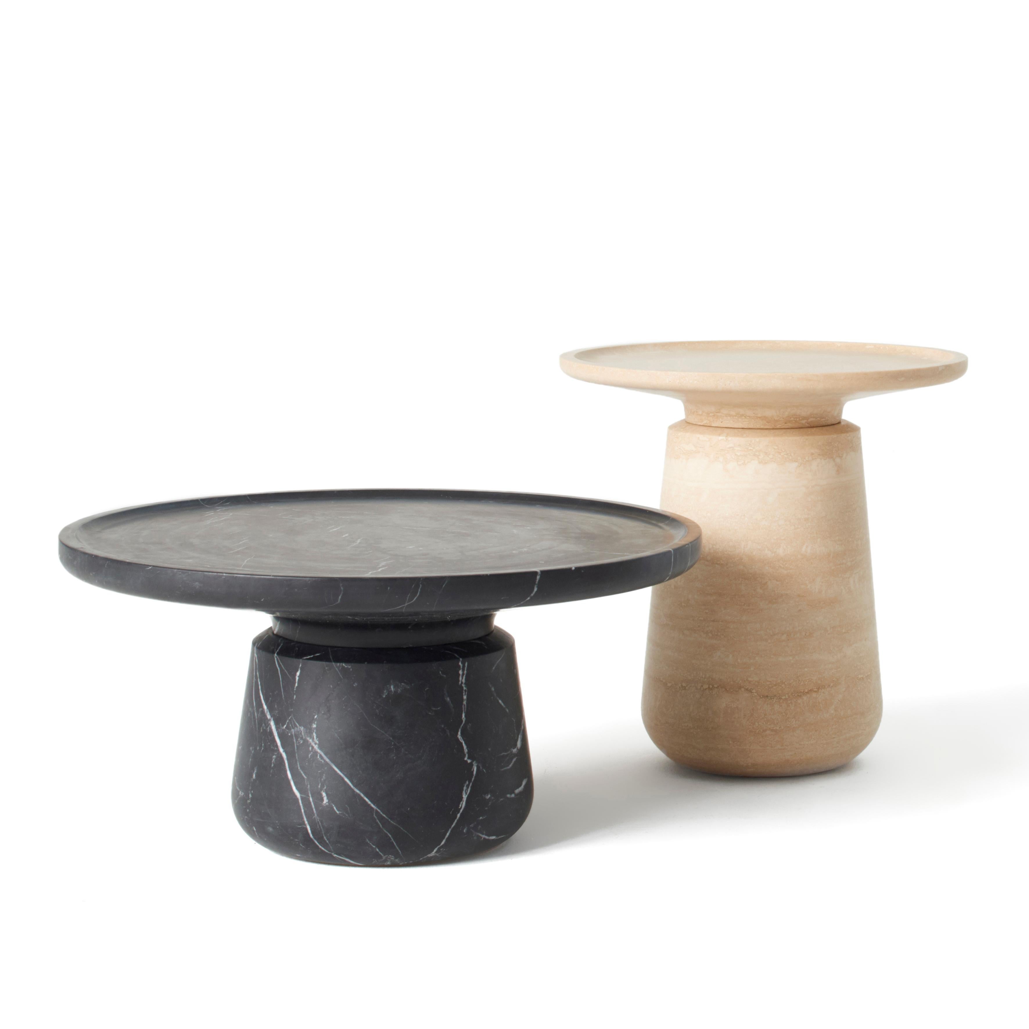 Italian New Modern Side Table in Travertino creator Ivan Colominas For Sale