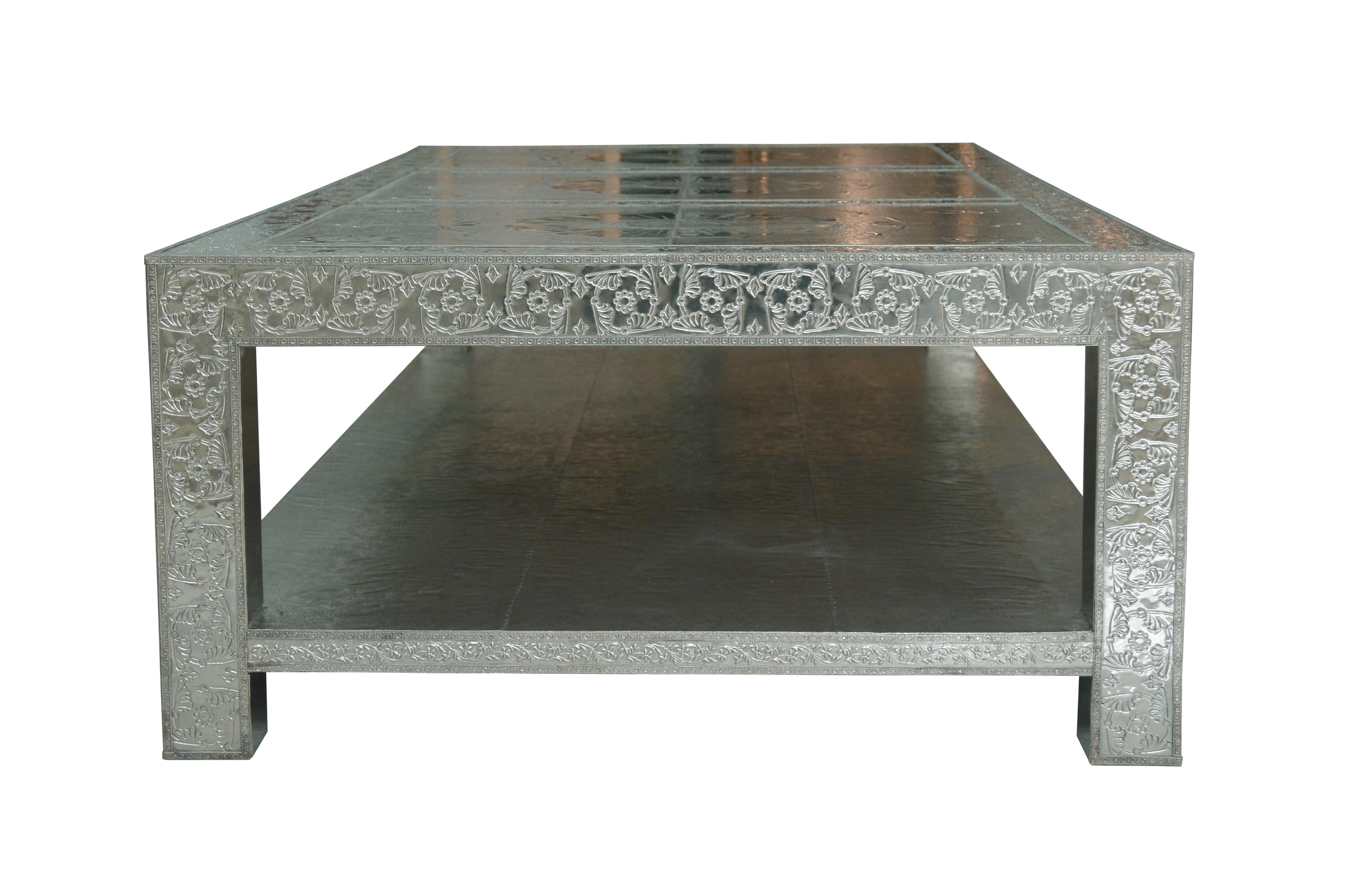 Hand-Crafted Three Lotus Coffee Table in White Bronze by Stephanie Odegard For Sale