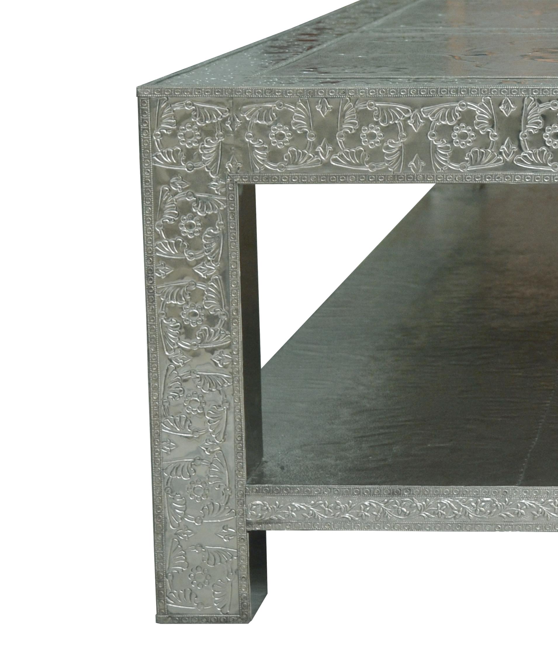 Three Lotus Coffee Table in White Bronze by Stephanie Odegard In New Condition For Sale In New York, NY