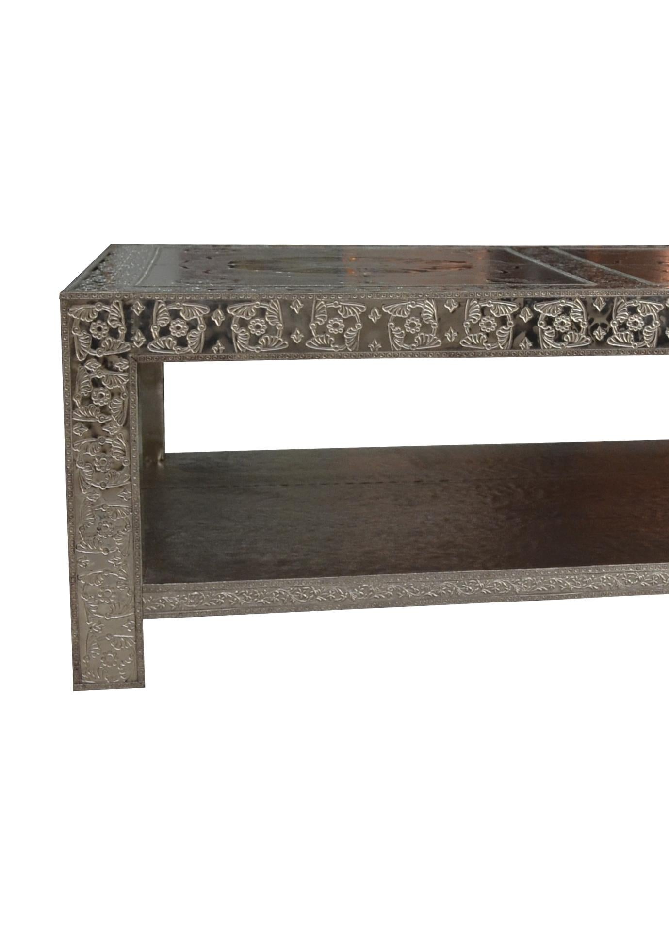 Contemporary Three Lotus Coffee Table in White Bronze by Stephanie Odegard For Sale