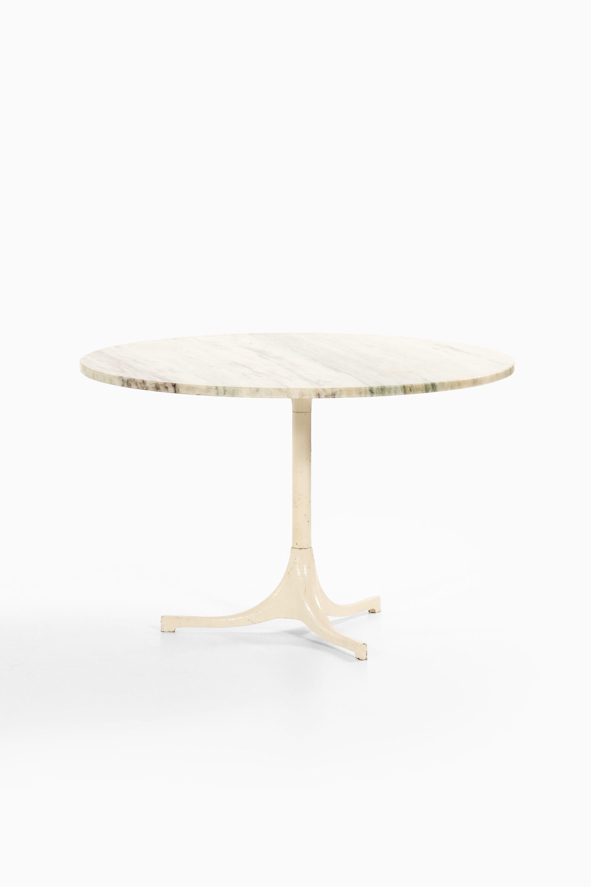 Unknown Coffee Table in White Metal and Marble Top Attributed To George Nelson, 1960's For Sale
