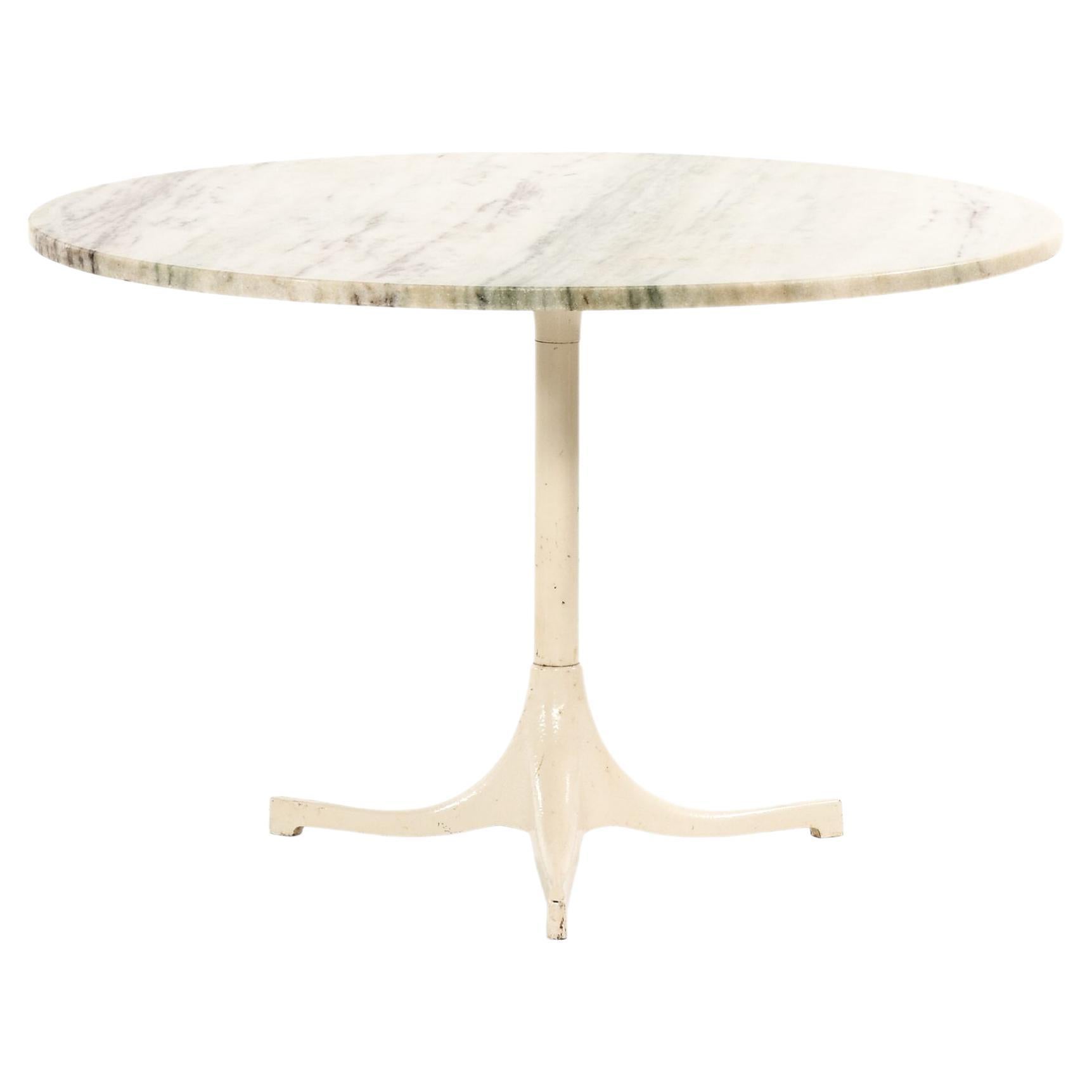Coffee Table in White Metal and Marble Top Attributed To George Nelson, 1960's For Sale