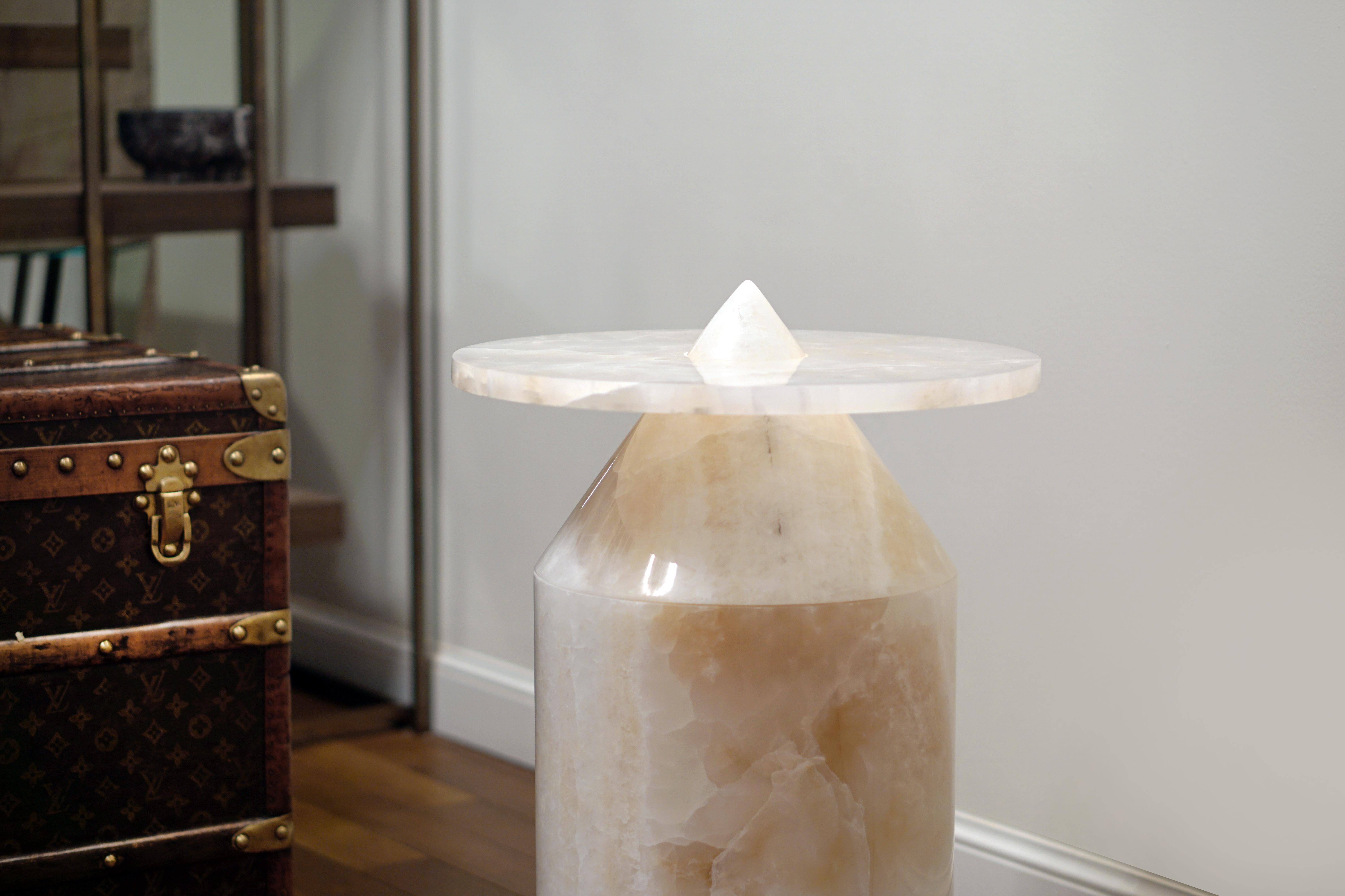 New Modern Coffee Table in White Onyx, creator Karen Chekerdjian 2