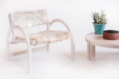 White Ash 48" Coffee Table with Blackened Steel Feature Leg by Hinterland Design